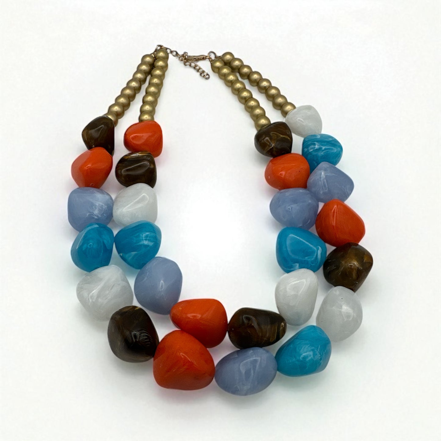 Chunky Multicoloured Resin Bead Necklace – Ethnic Bohemian Statement - Fatisha Boutique #