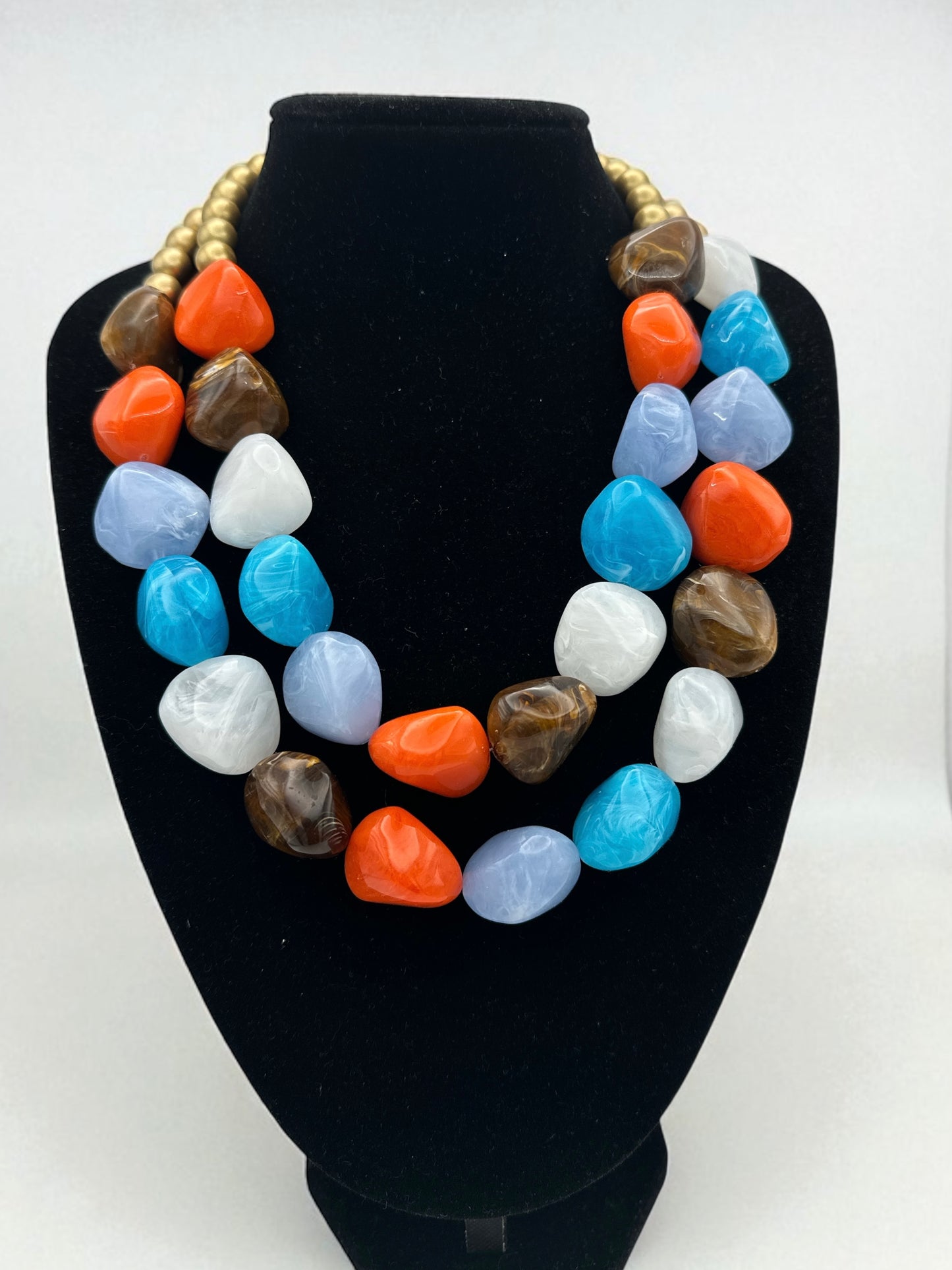 Chunky Multicoloured Resin Bead Necklace – Ethnic Bohemian Statement - Fatisha Boutique #