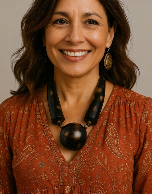 Buffalo Horn Ethnic Statement Necklace – Bold Tribal Chunky Pendant Jewellery for Women - Fatisha Boutique #