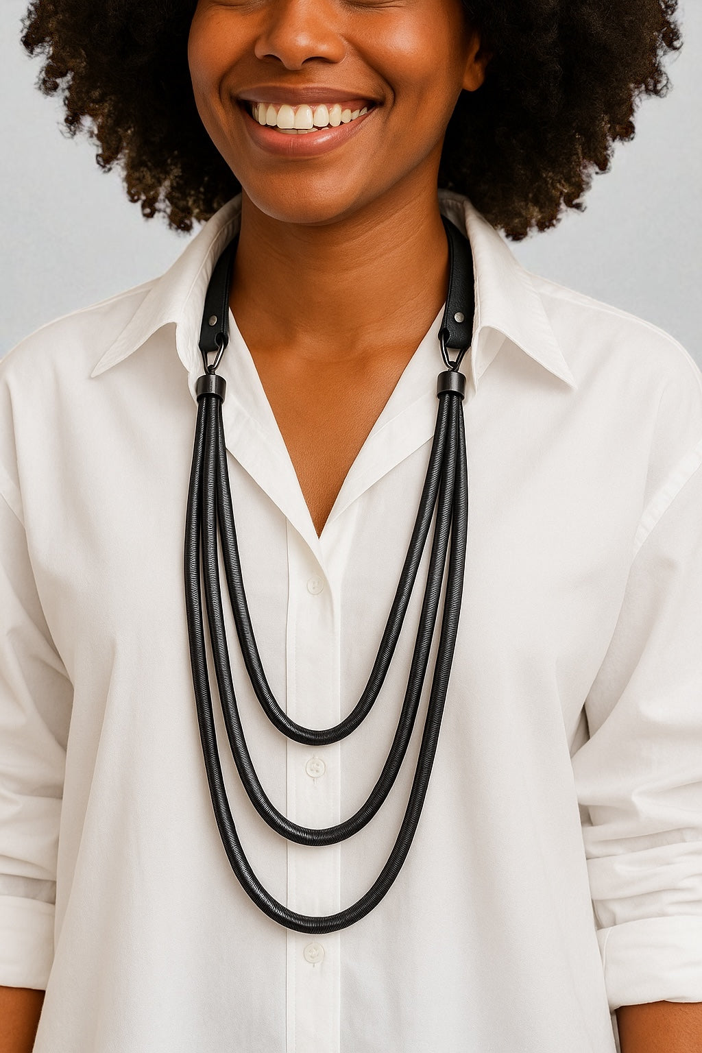 Long Multi-Layer Snake Chain Necklace – Multi-Layered Faux Leather Tassels - Fatisha Boutique #