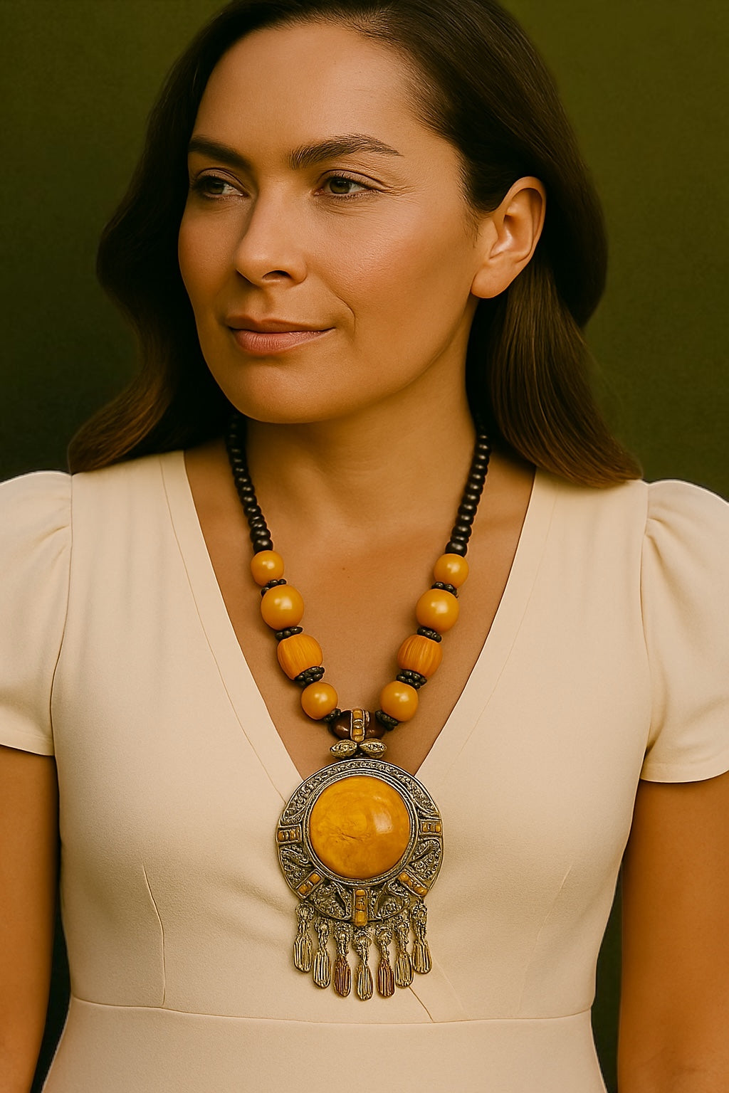 Bohemia Colourful Resin and Wooden Beaded Ethnic Pendant Necklace – Boho Statement Jewellery - Fatisha Boutique #