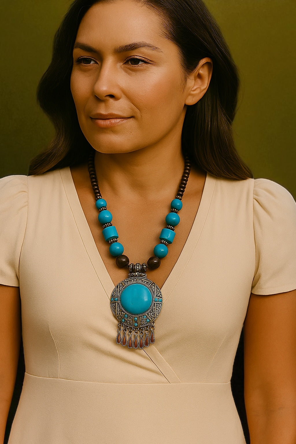 Bohemia Colourful Resin and Wooden Beaded Ethnic Pendant Necklace – Boho Statement Jewellery - Fatisha Boutique #