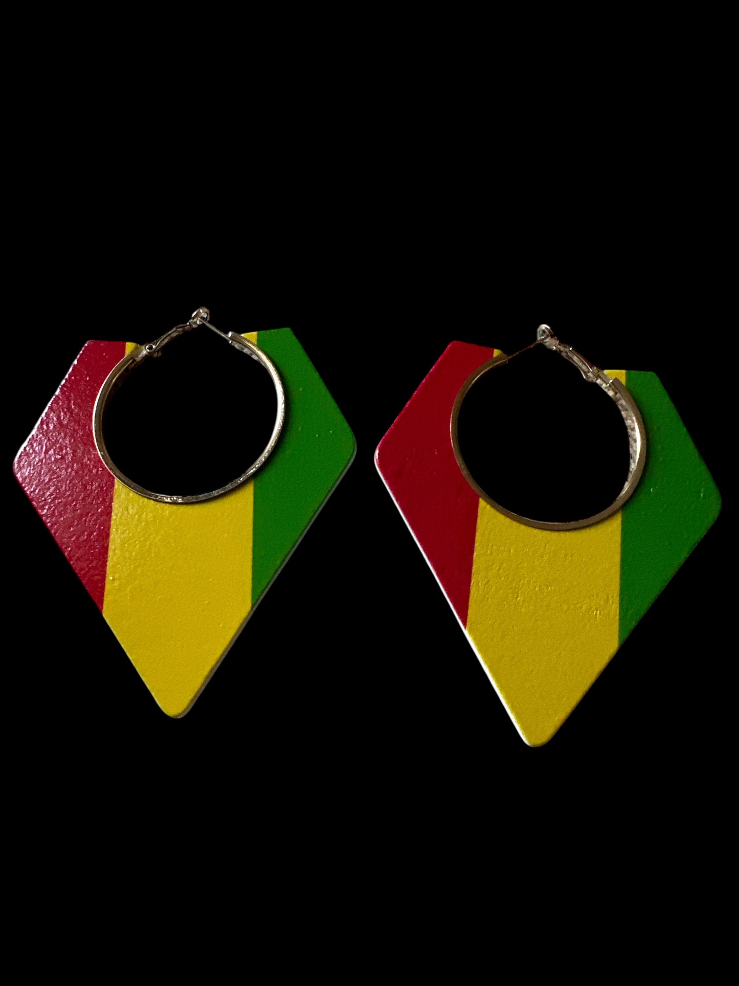Wooden African Rastafarian Hoop Earrings – Red, Yellow & Green Tribal Jewellery - Fatisha Boutique #