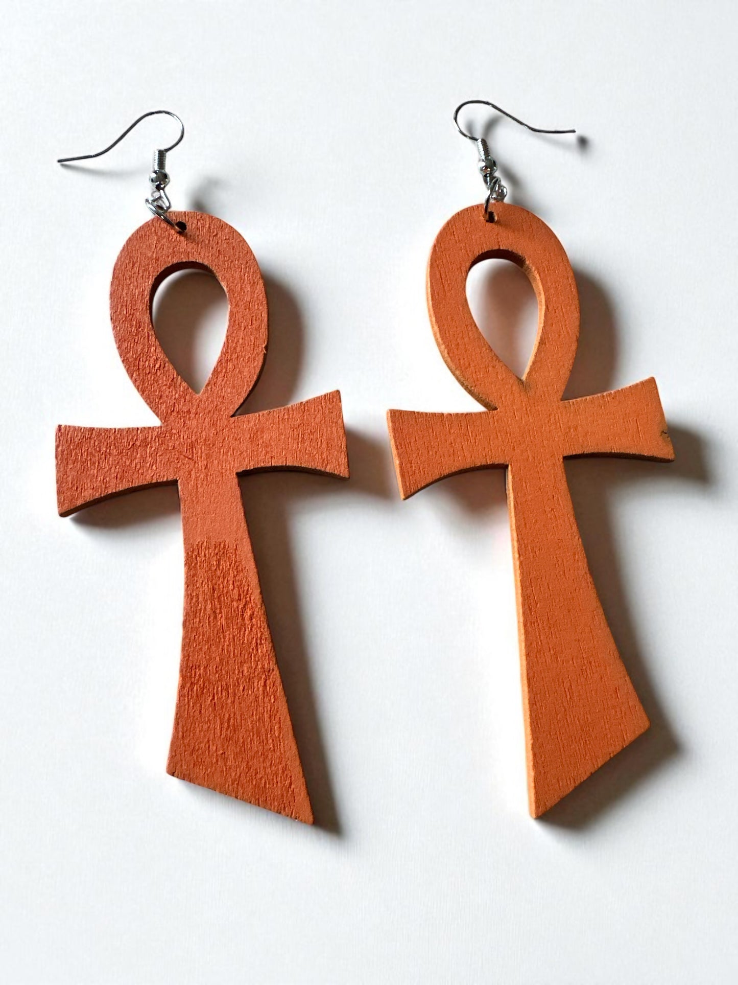 Oversized Wooden Ankh Earrings – African Ethnic Statement Jewellery - Fatisha Boutique #