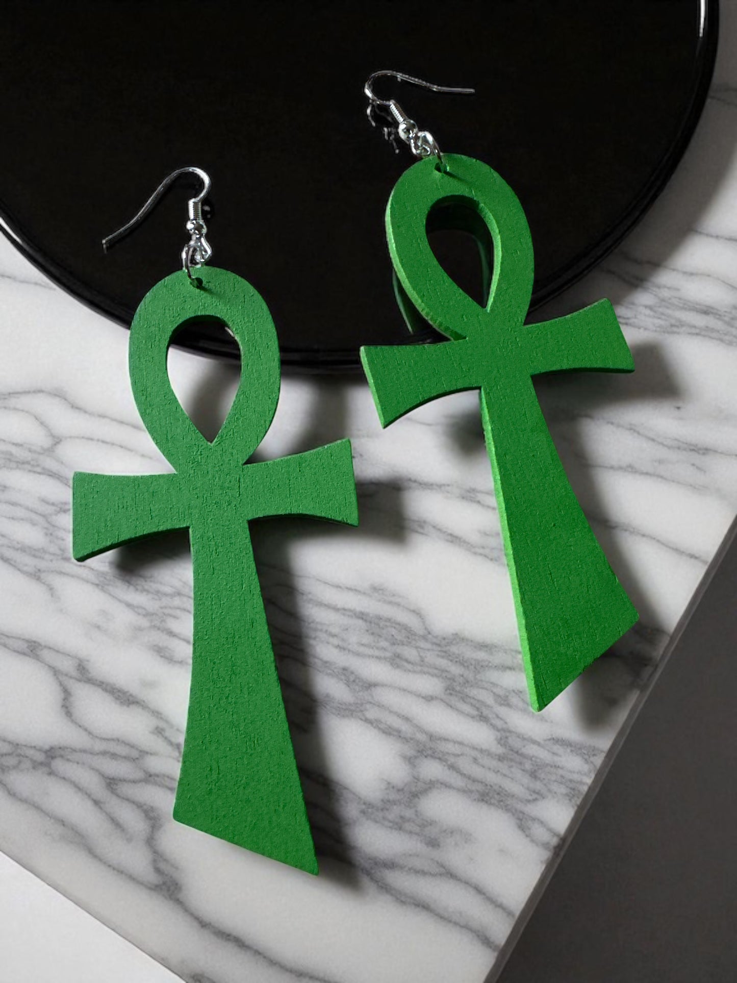 Oversized Wooden Ankh Earrings – African Ethnic Statement Jewellery - Fatisha Boutique #