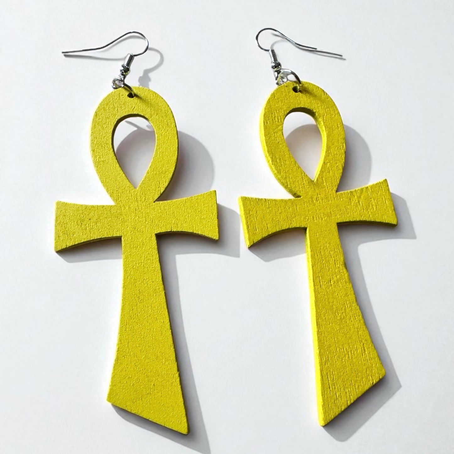 Oversized Wooden Ankh Earrings – African Ethnic Statement Jewellery - Fatisha Boutique #
