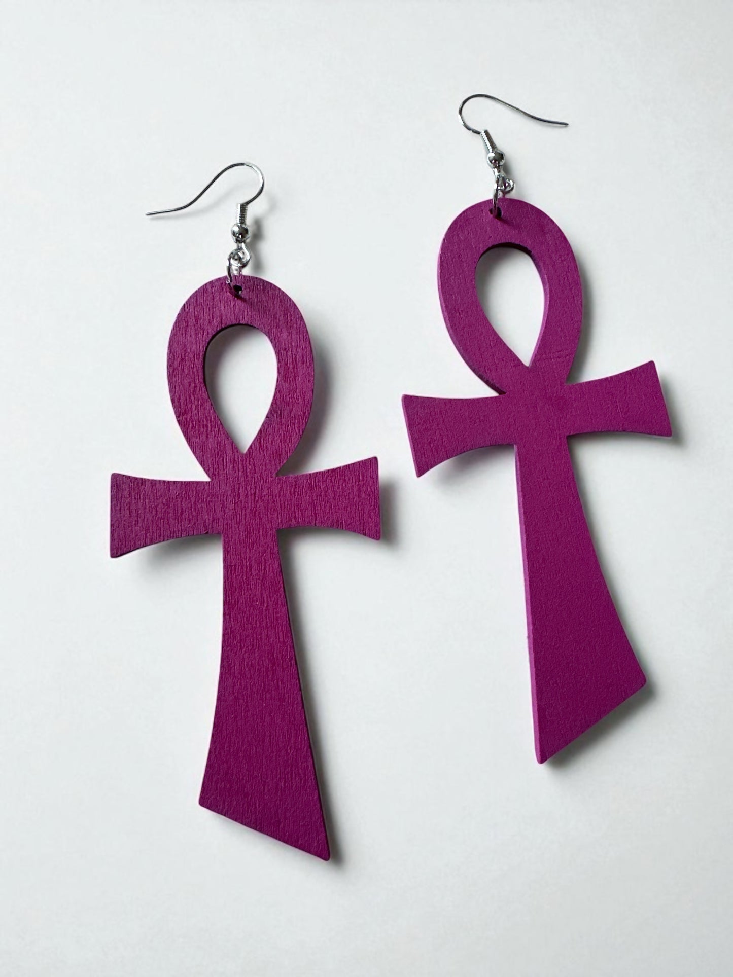 Oversized Wooden Ankh Earrings – African Ethnic Statement Jewellery - Fatisha Boutique #