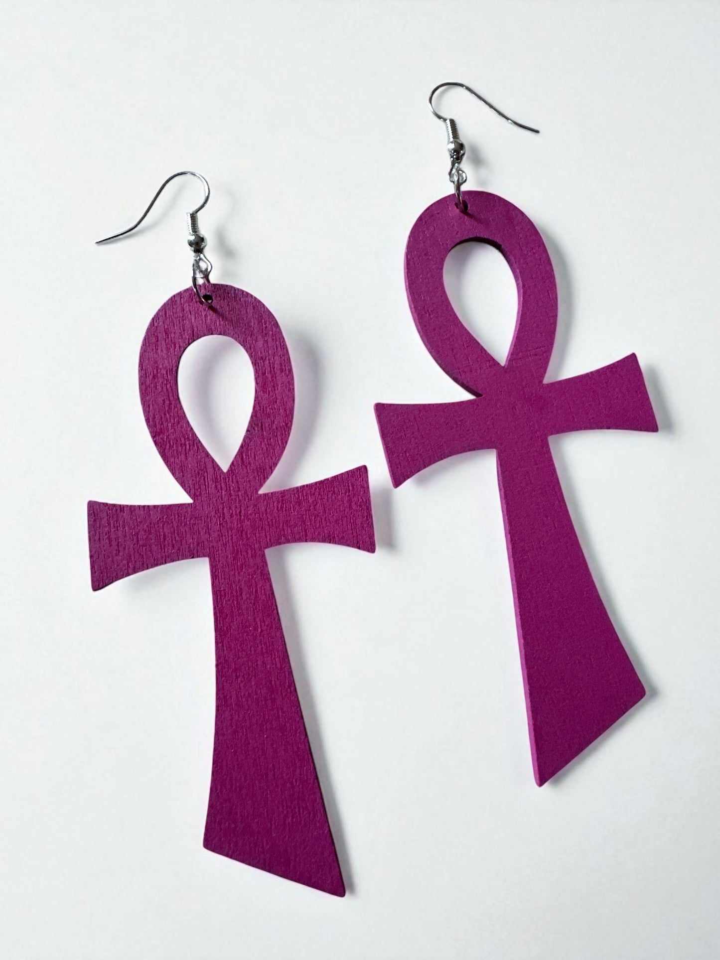 Oversized Wooden Ankh Earrings – African Ethnic Statement Jewellery - Fatisha Boutique #