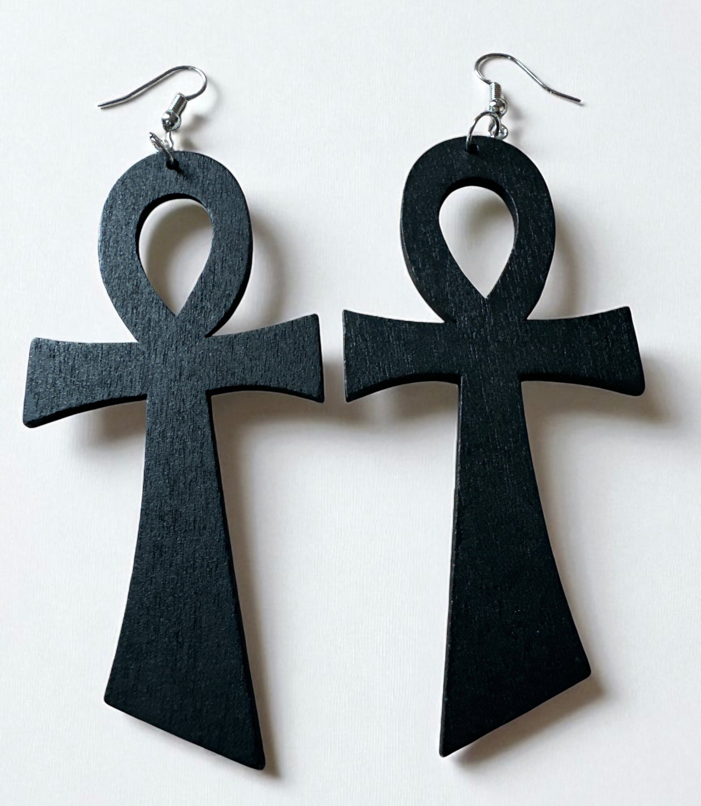 Oversized Wooden Ankh Earrings – African Ethnic Statement Jewellery - Fatisha Boutique #