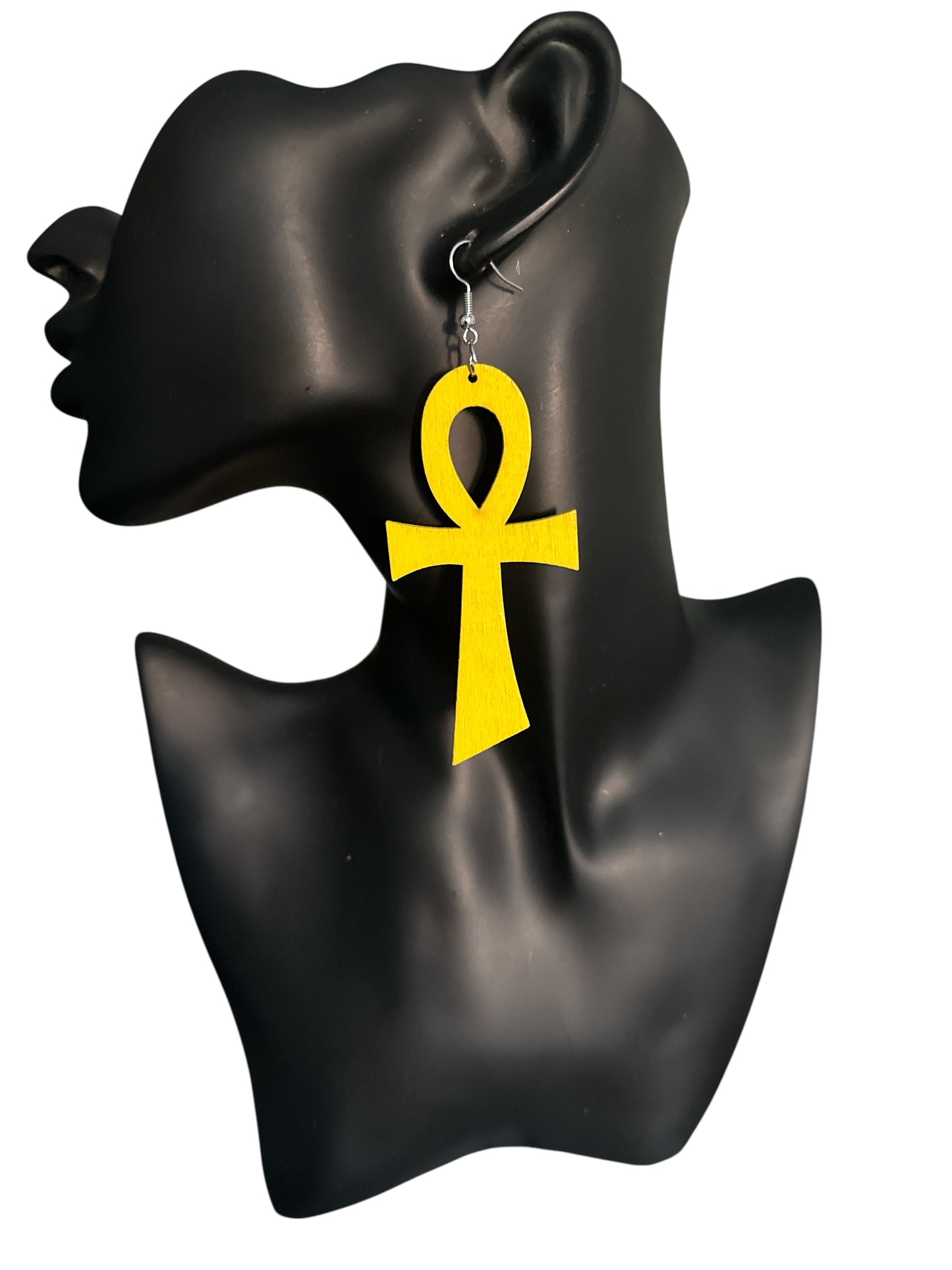 Oversized Wooden Ankh Earrings – African Ethnic Statement Jewellery - Fatisha Boutique #