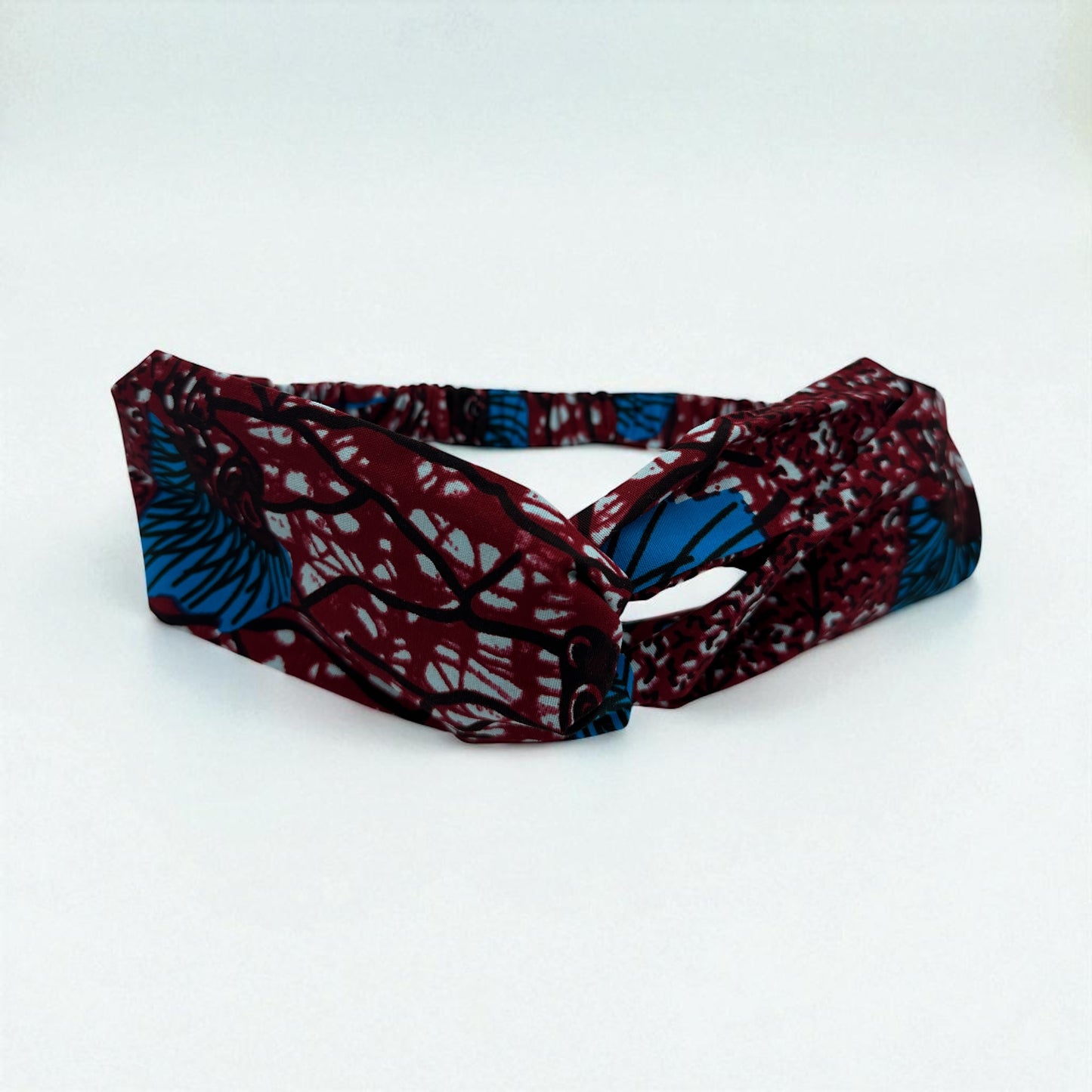 Ankara African Print Headband – Red & Blue Twist Knot Hair Accessory - Fatisha Boutique #