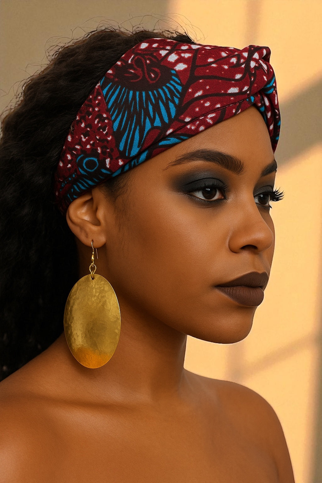 Ankara African Print Headband – Red & Blue Twist Knot Hair Accessory - Fatisha Boutique #