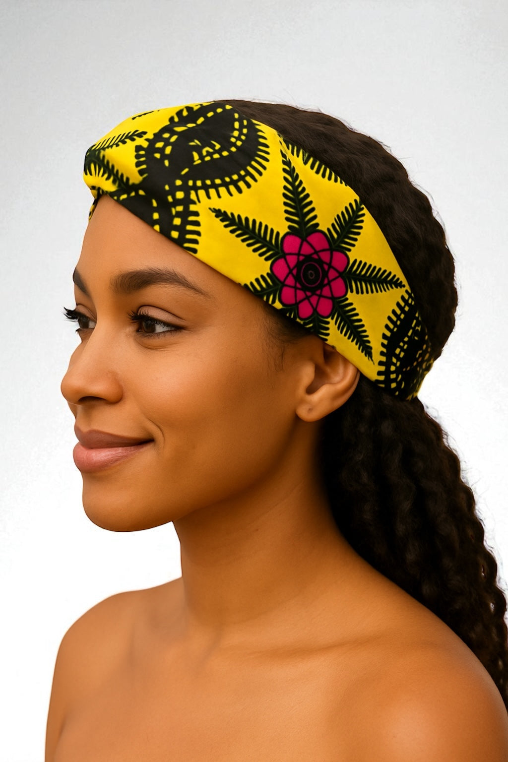 Yellow & Pink Ankara African Print Headband – Elastic Comfort Fit - Fatisha Boutique #