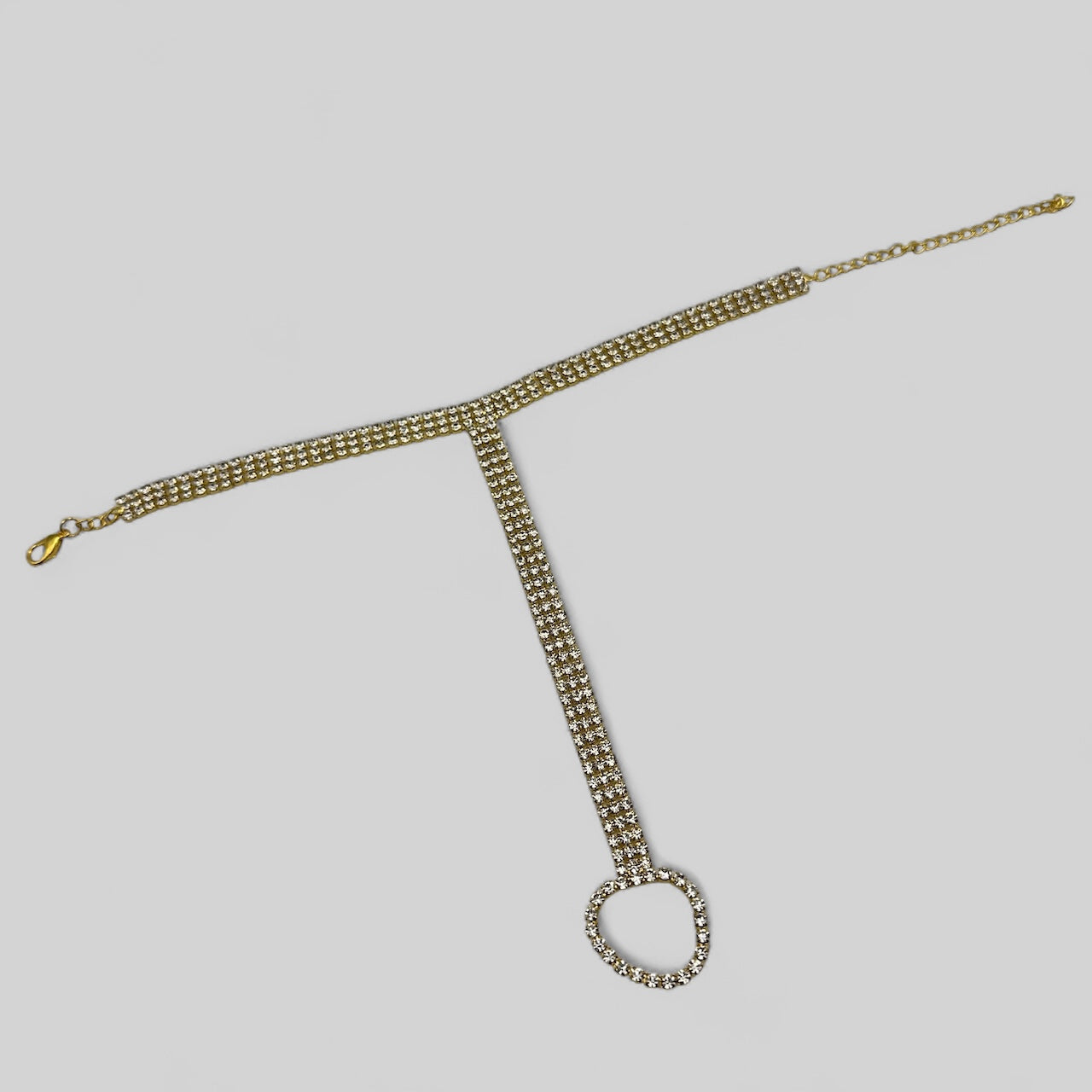 Pair of Sparkling Crystal Rhinestone Barefoot Sandals – Gold & Silver Bridal Toe Anklets - Fatisha Boutique #