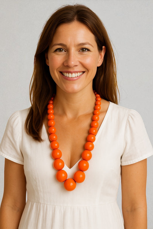 Bohemian Chunky Wooden Bead Necklace – 80cm Bold Statement Jewellery in Colours - Fatisha Boutique #