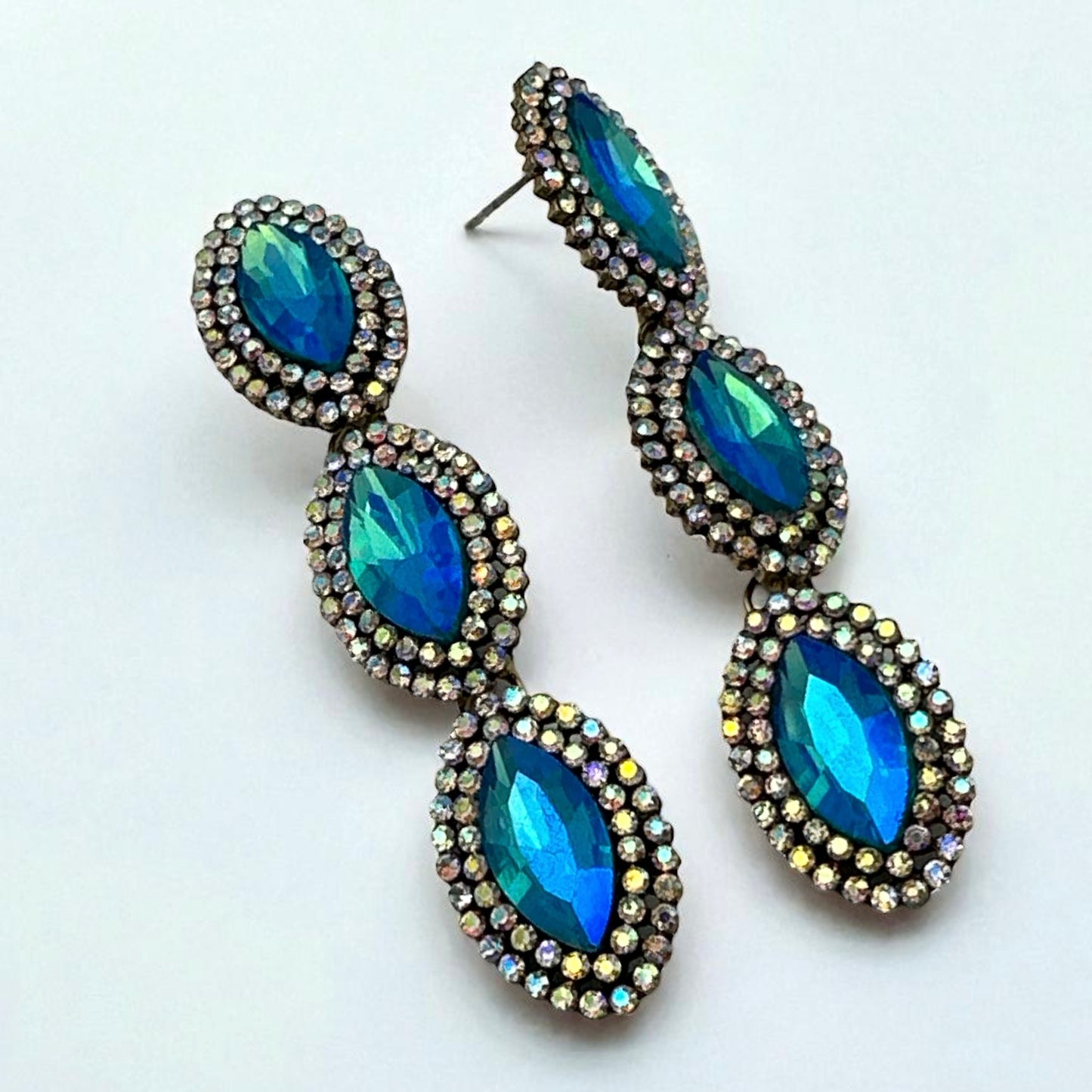 Long Sparkling Crystal Statement Drop Earrings | Glam Dangle Jewellery - Fatisha Boutique #