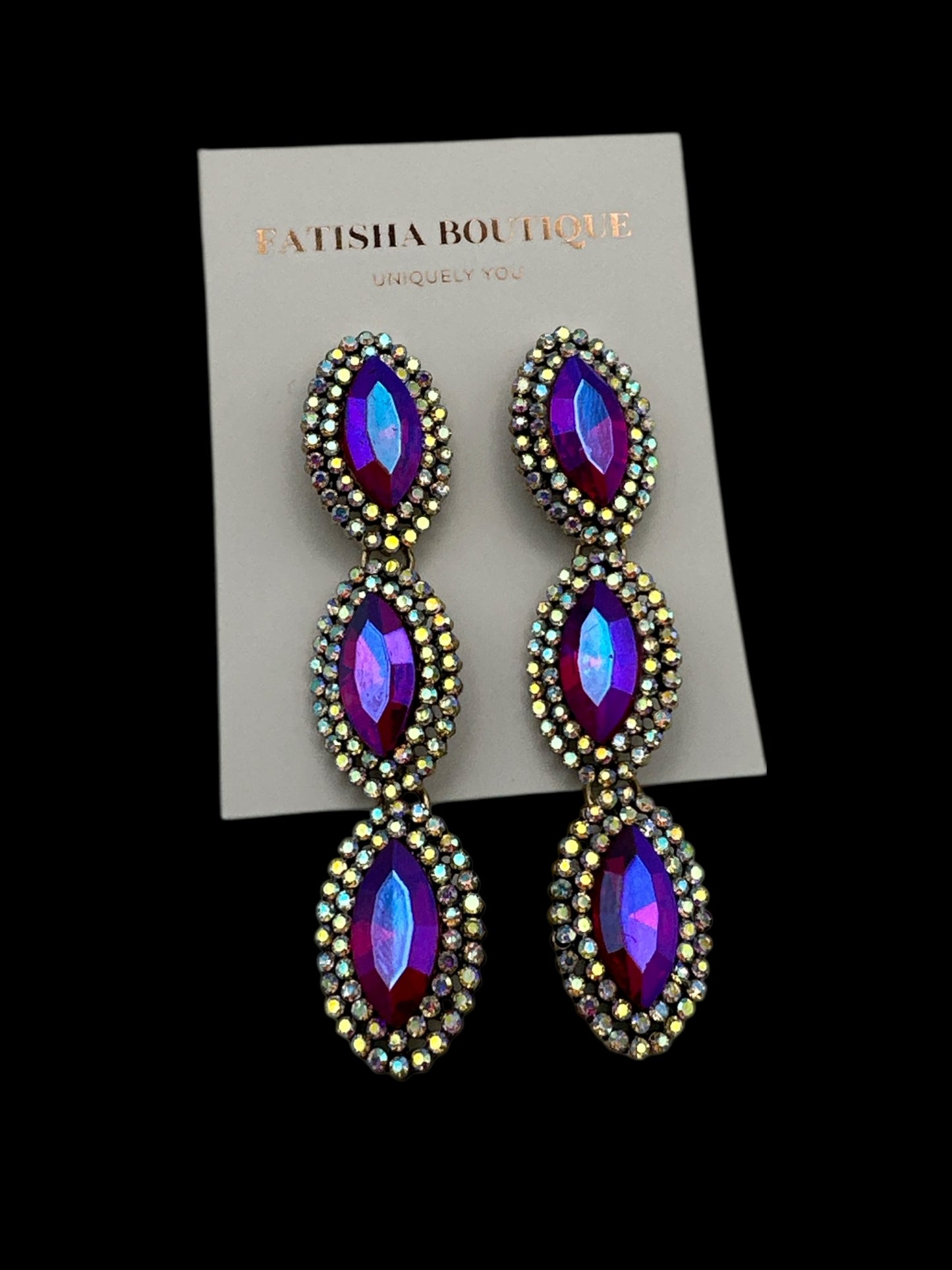 Long Sparkling Crystal Statement Drop Earrings | Glam Dangle Jewellery - Fatisha Boutique #