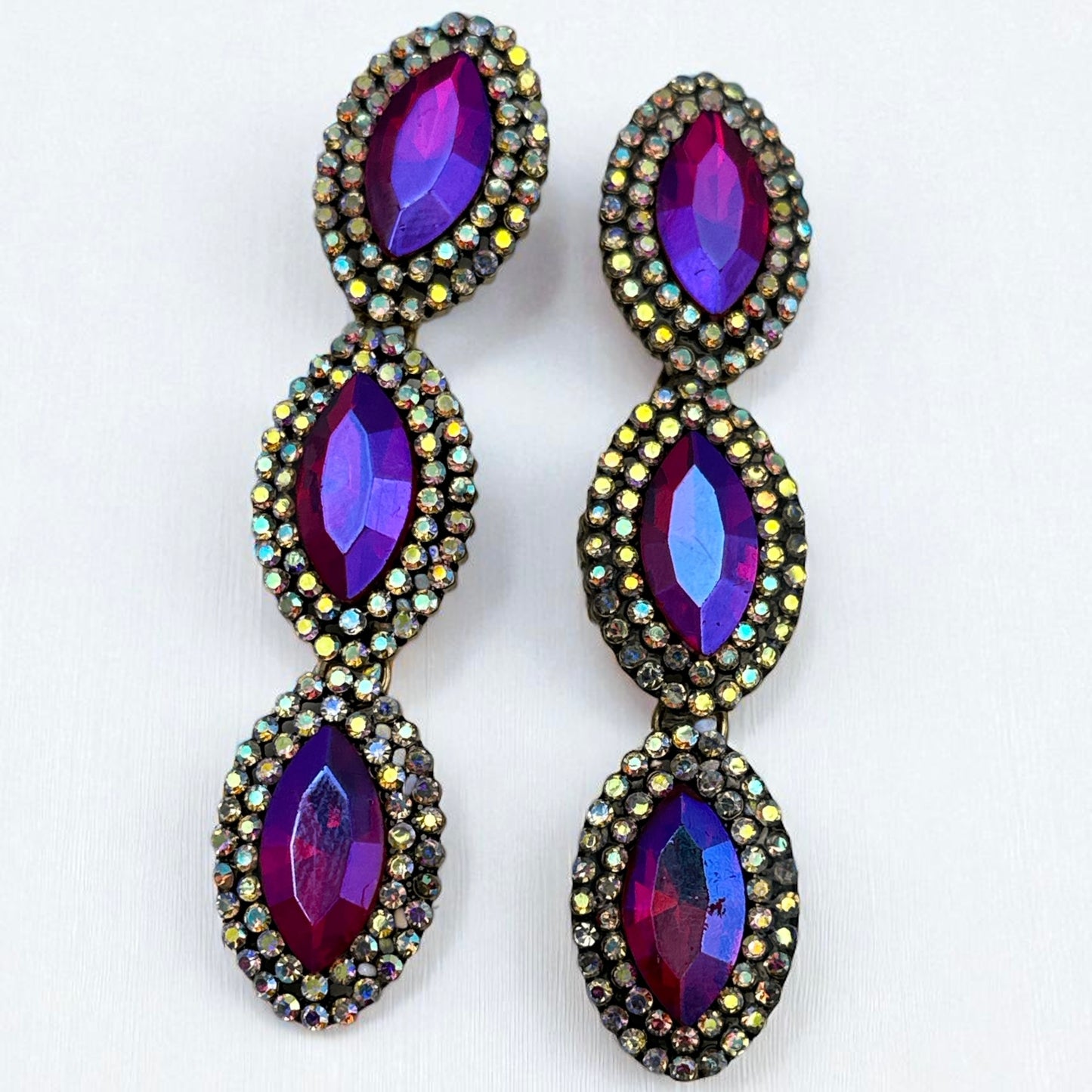 Long Sparkling Crystal Statement Drop Earrings | Glam Dangle Jewellery - Fatisha Boutique #