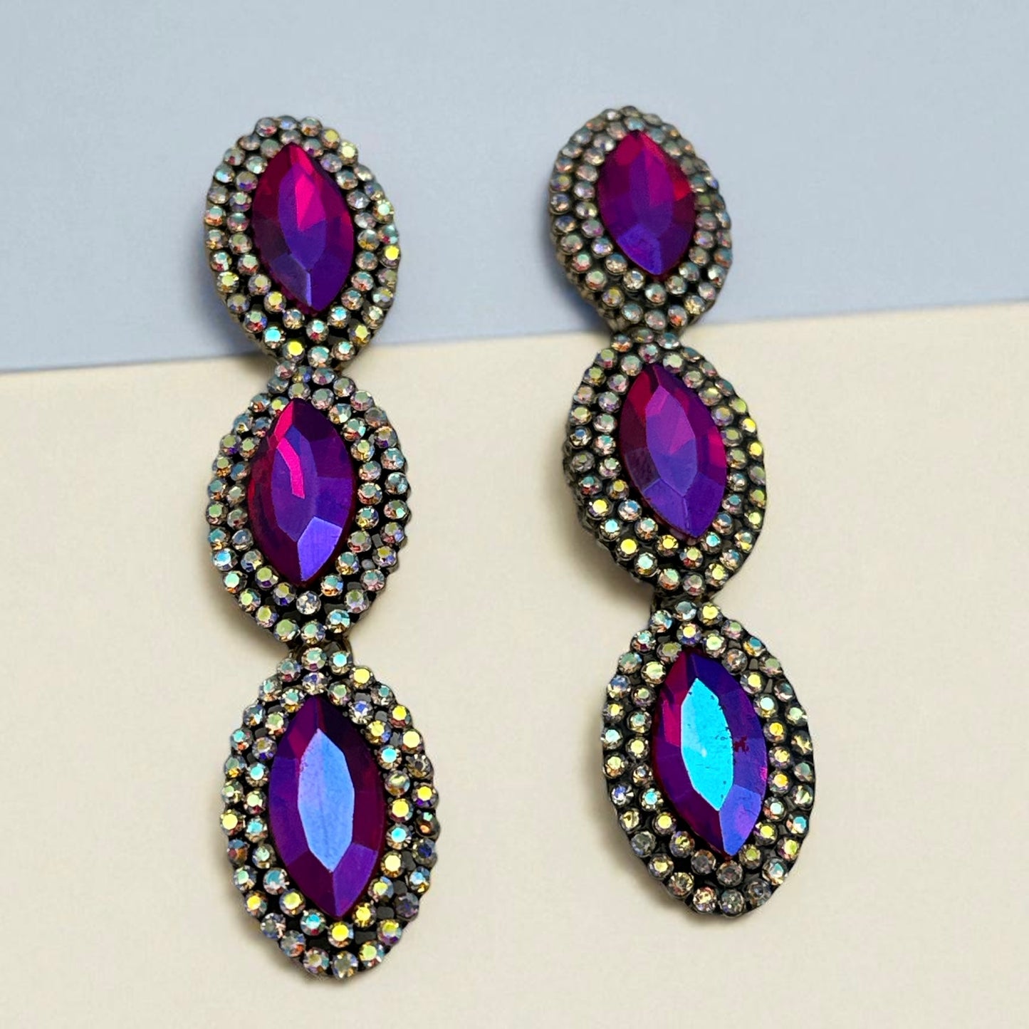 Long Sparkling Crystal Statement Drop Earrings | Glam Dangle Jewellery - Fatisha Boutique #