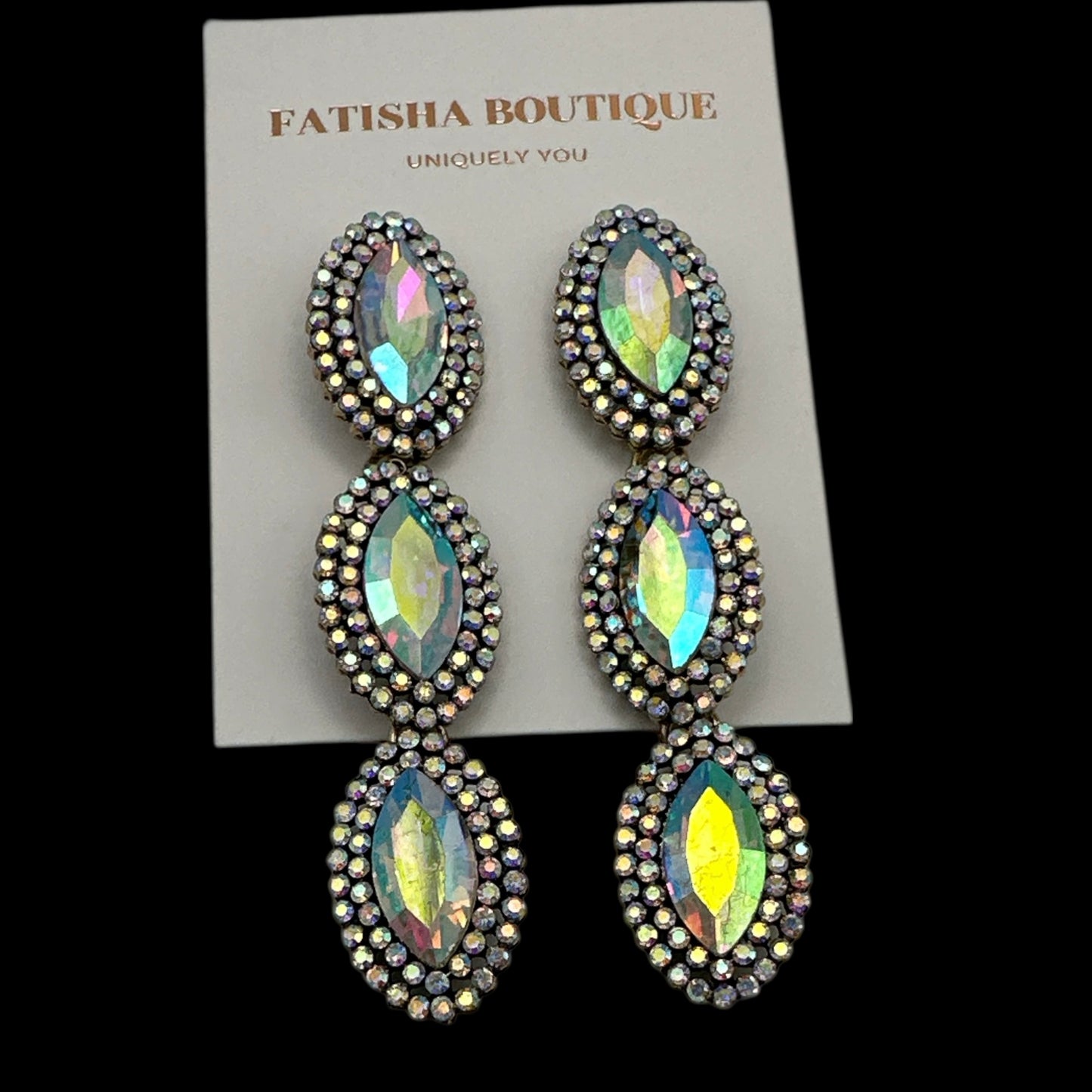 Long Sparkling Crystal Statement Drop Earrings | Glam Dangle Jewellery - Fatisha Boutique #