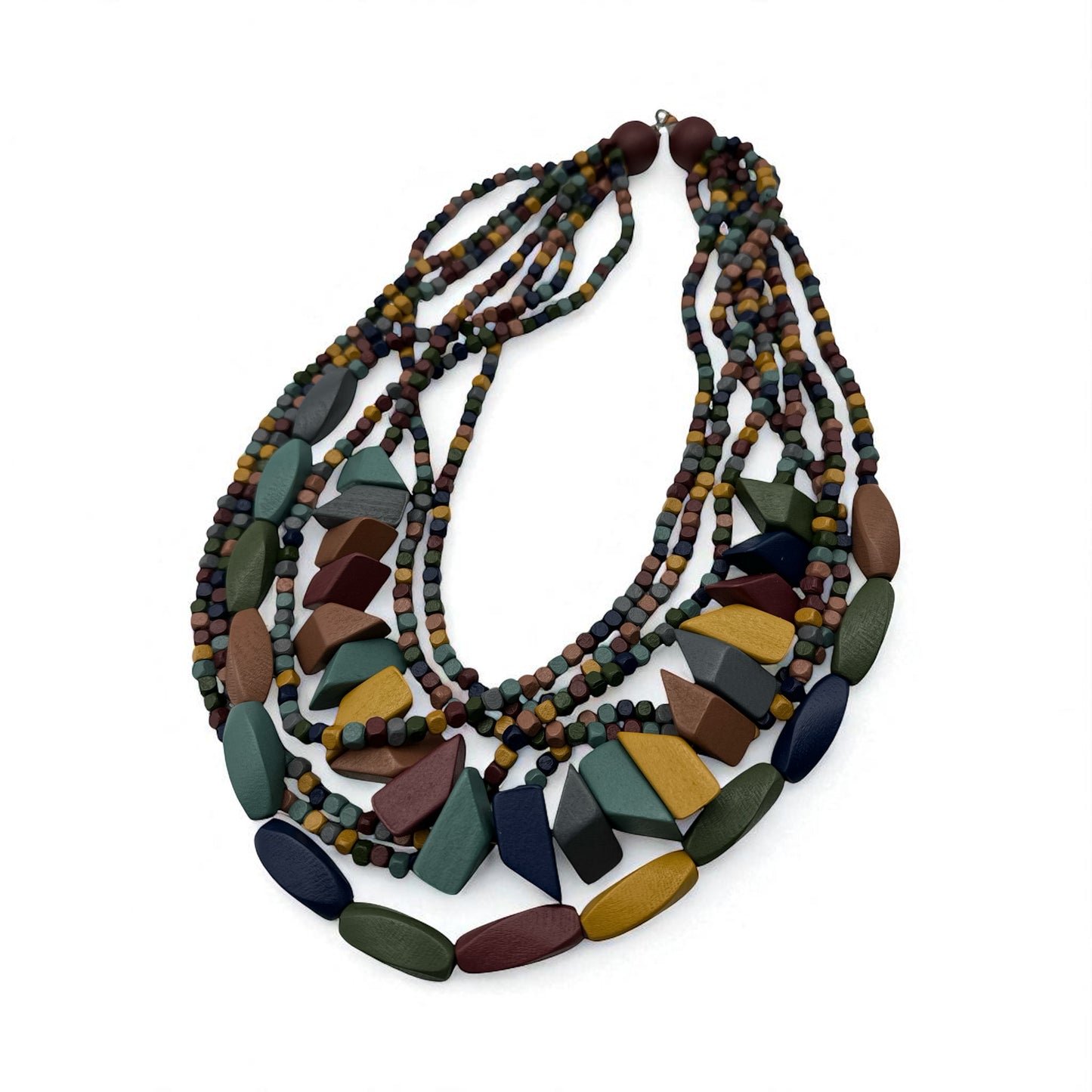Bohemian Multi-Layered Wood Bead Necklace – Ethnic Statement Jewellery