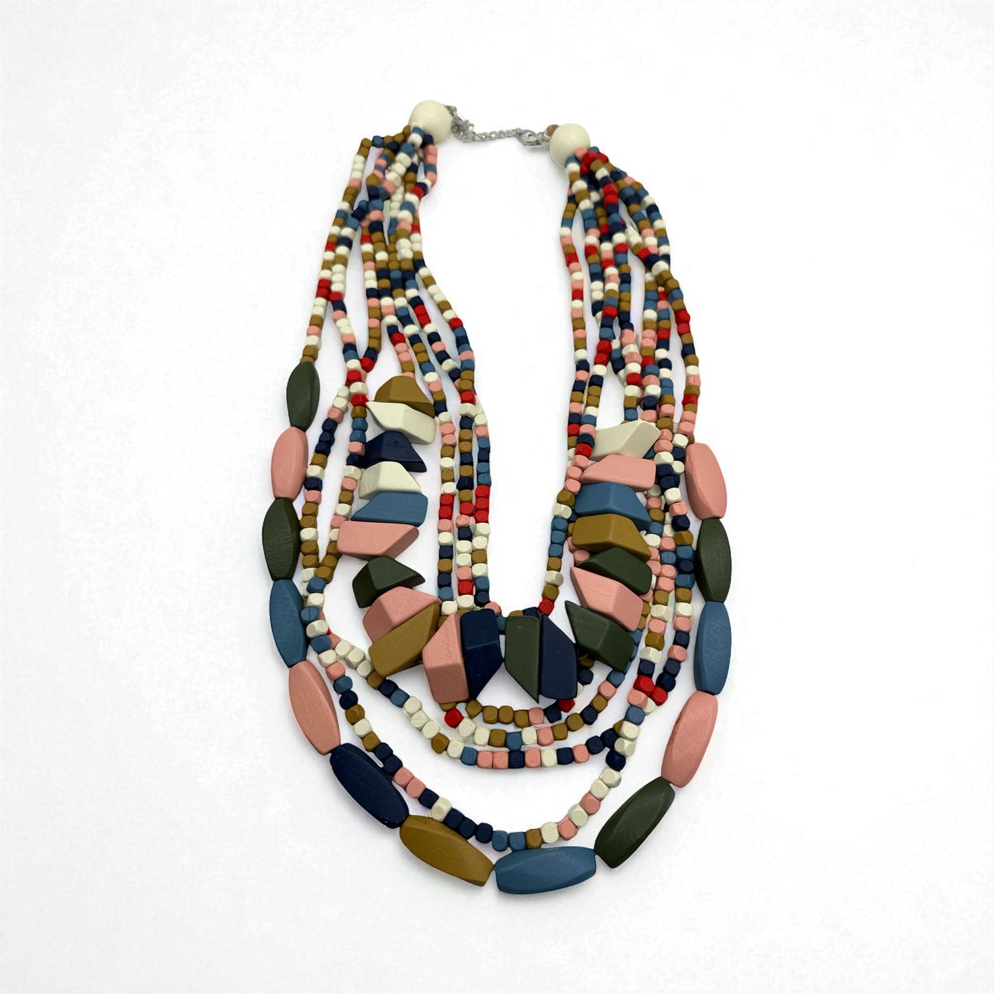 Bohemian Multi-Layered Wood Bead Necklace – Ethnic Statement Jewellery