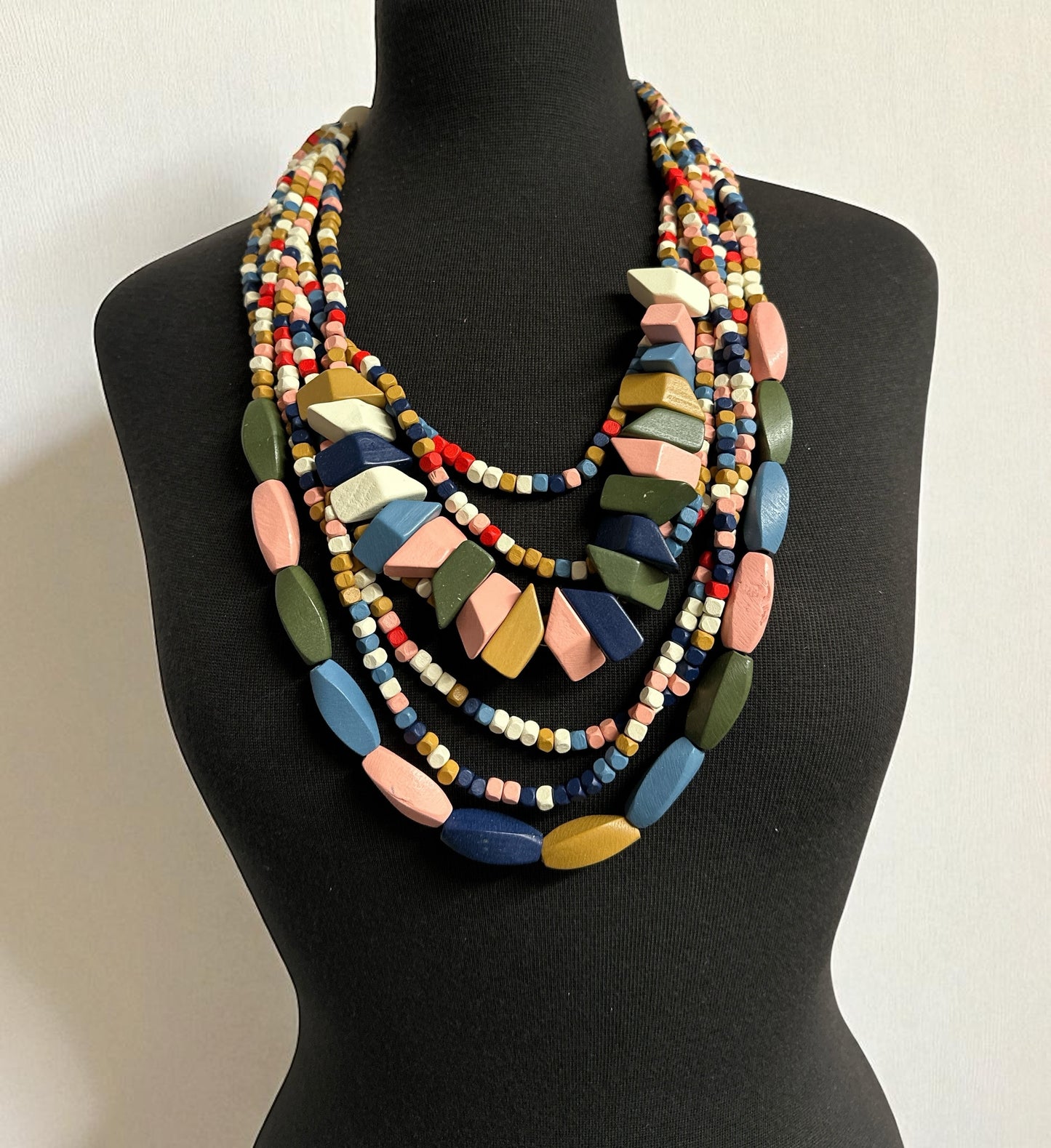 Bohemian Multi-Layered Wood Bead Necklace – Ethnic Statement Jewellery