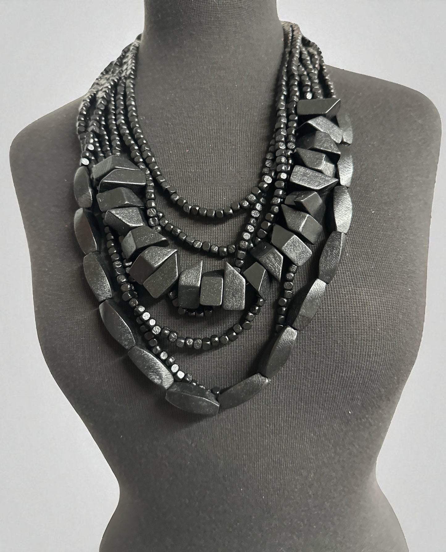 Bohemian Multi-Layered Wood Bead Necklace – Ethnic Statement Jewellery