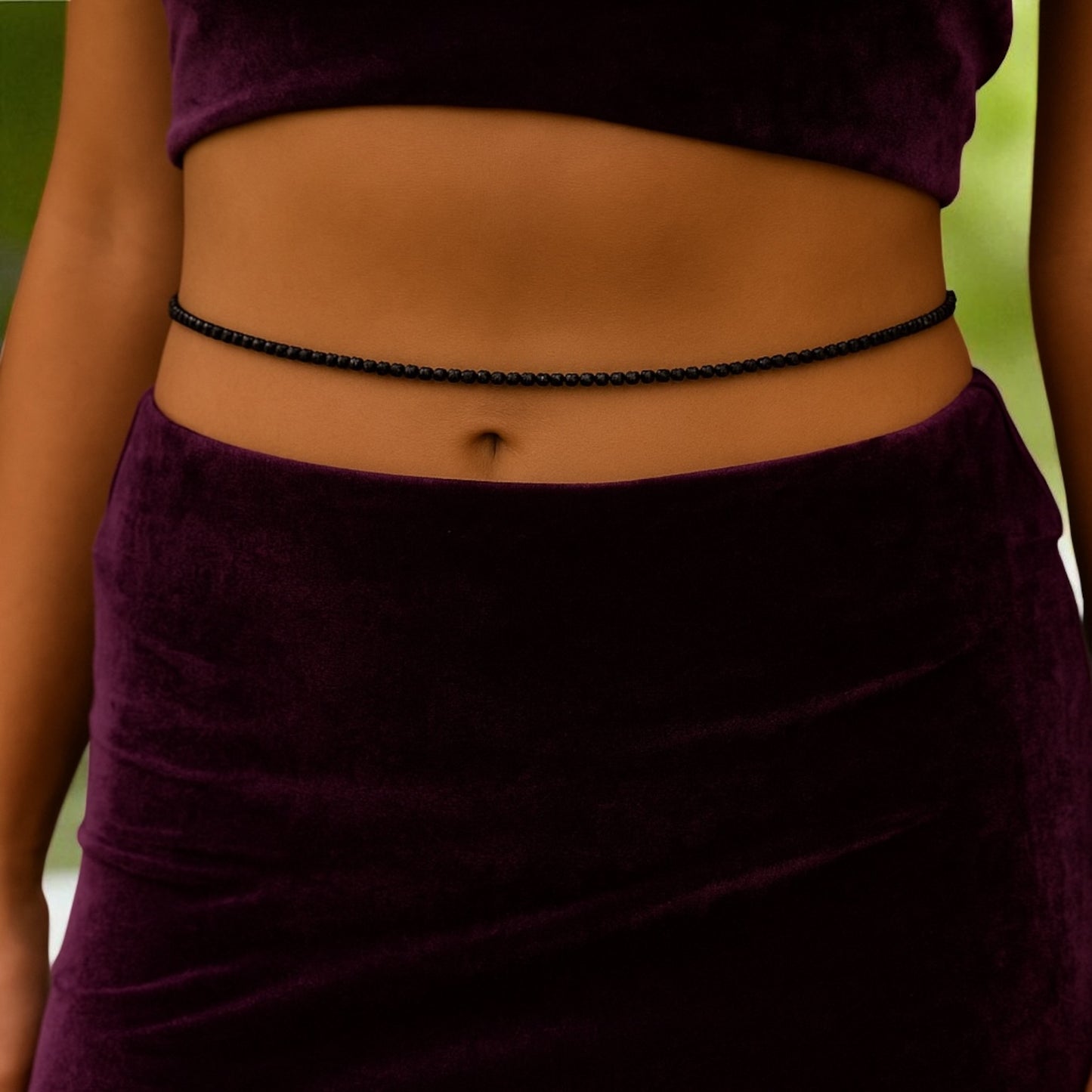 Minimalist Rhinestone Belly Chain – Gold, Silver, Black Crystal Waist Jewellery - Fatisha Boutique #