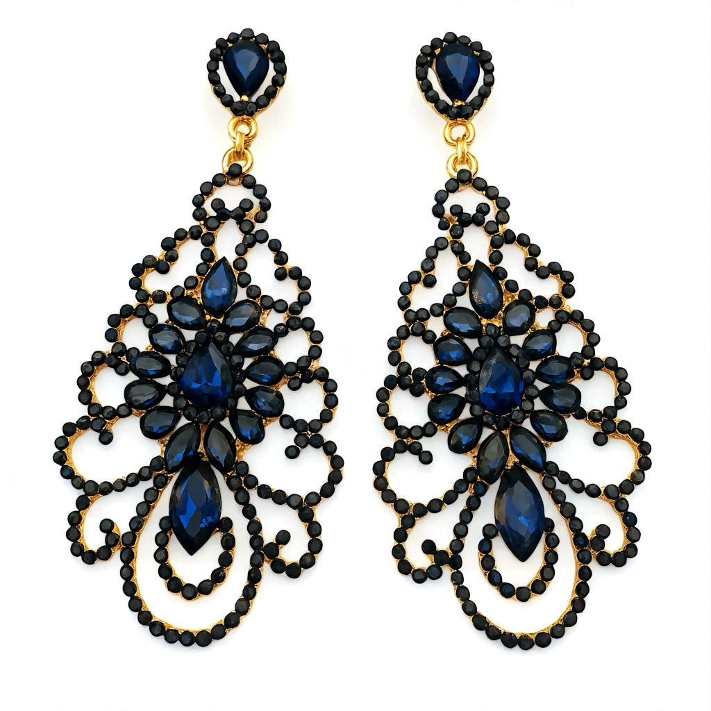 Elegant Rhinestone Chandelier Earrings – Teardrop Vintage Statement Jewellery for Events & Weddings - Fatisha Boutique #