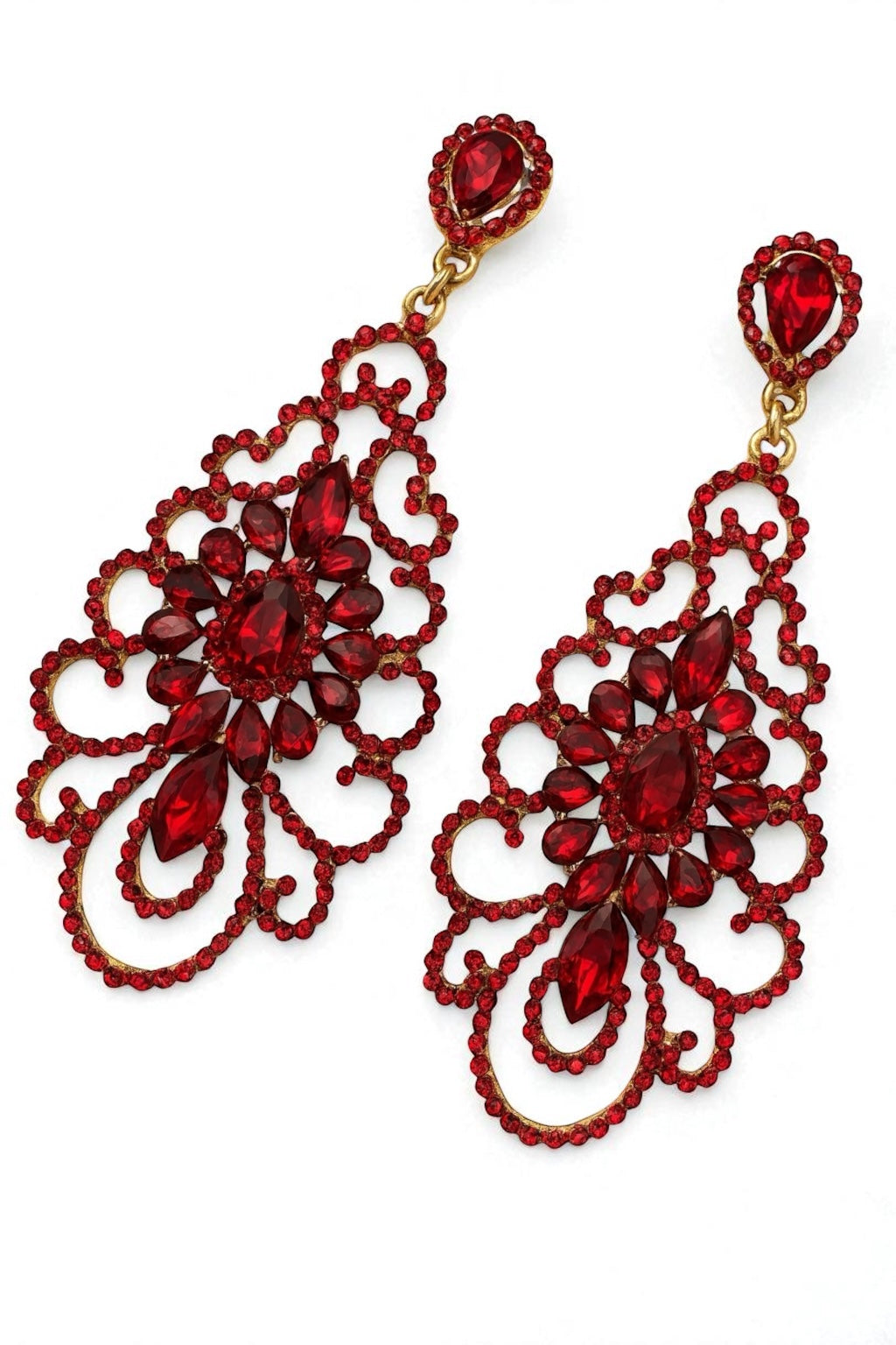 Elegant Rhinestone Chandelier Earrings – Teardrop Vintage Statement Jewellery for Events & Weddings - Fatisha Boutique #