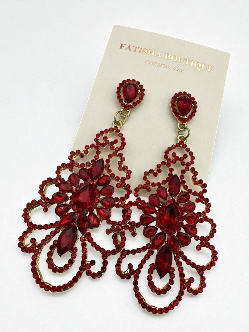 Elegant Rhinestone Chandelier Earrings – Teardrop Vintage Statement Jewellery for Events & Weddings - Fatisha Boutique #