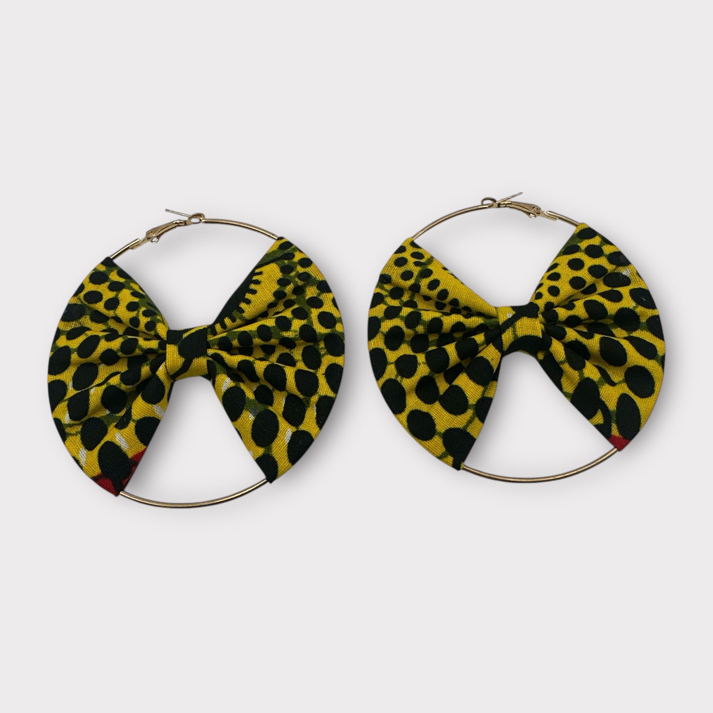Bold African Print Hoop Earrings – 8cm Ankara Fabric Statement Jewellery - Fatisha Boutique #