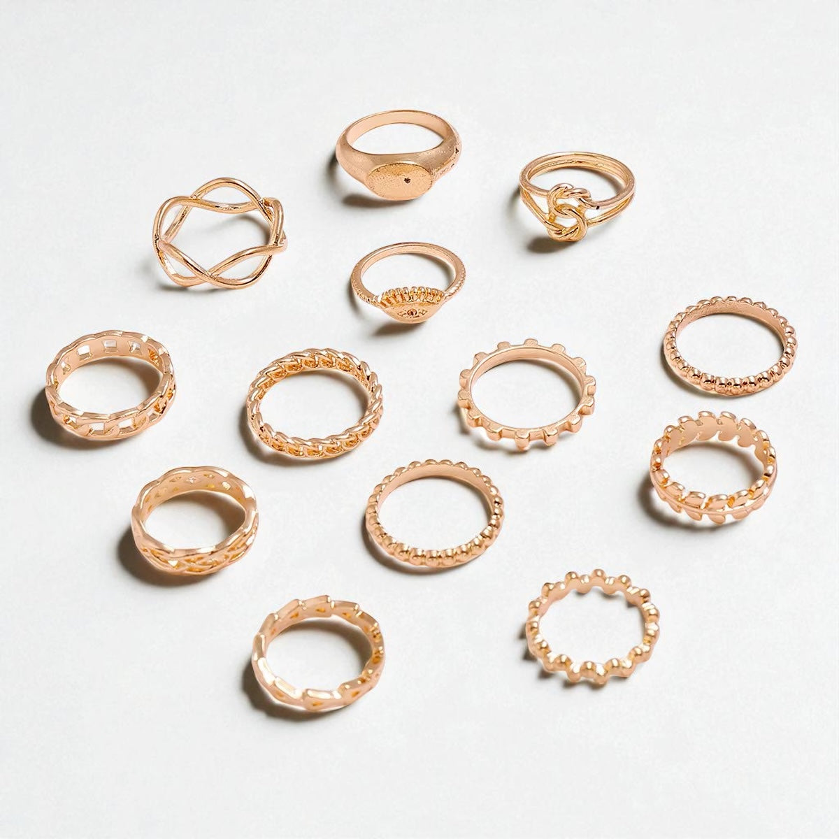 13-Piece Gold Statement Ring Set – Trendy Boho Stackable Fashion Rings for Women - Fatisha Boutique #