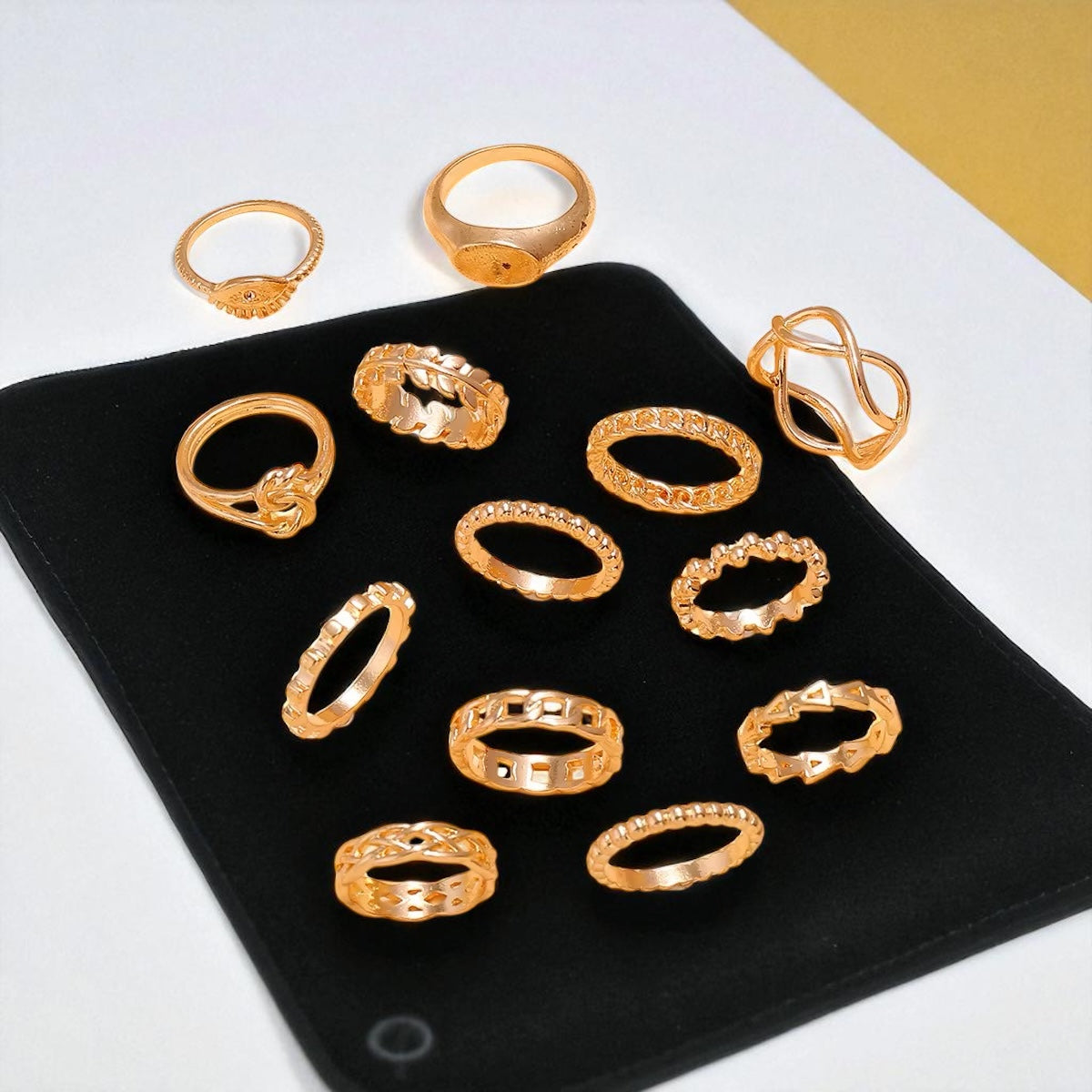 13-Piece Gold Statement Ring Set – Trendy Boho Stackable Fashion Rings for Women - Fatisha Boutique #