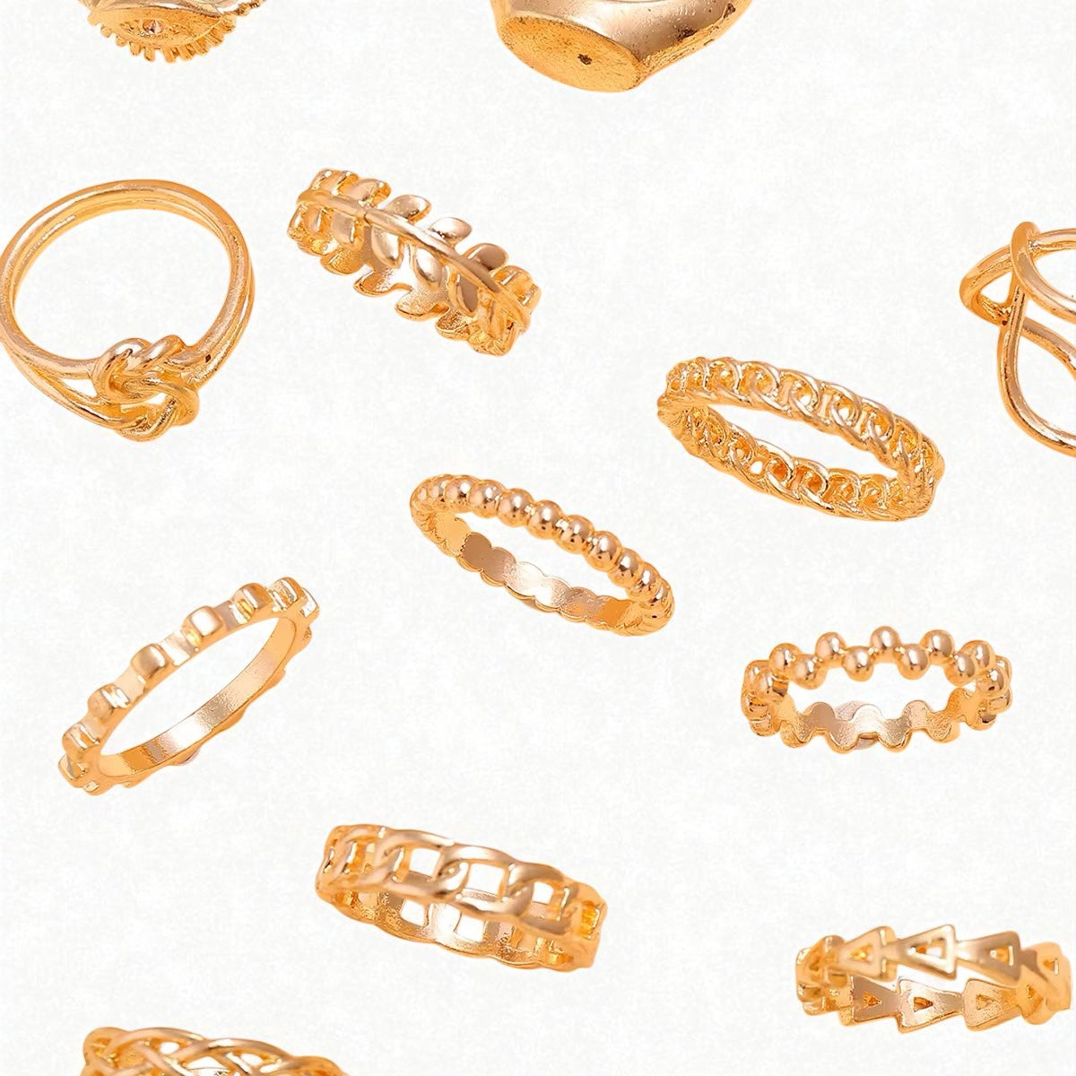 13-Piece Gold Statement Ring Set – Trendy Boho Stackable Fashion Rings for Women - Fatisha Boutique #
