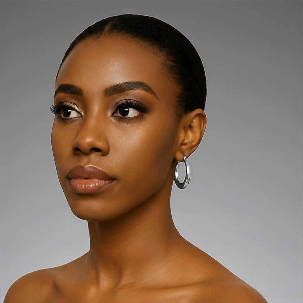4CM Chunky Statement Hoop Earrings – Bold Gold & Silver Fashion Hoops - Fatisha Boutique #