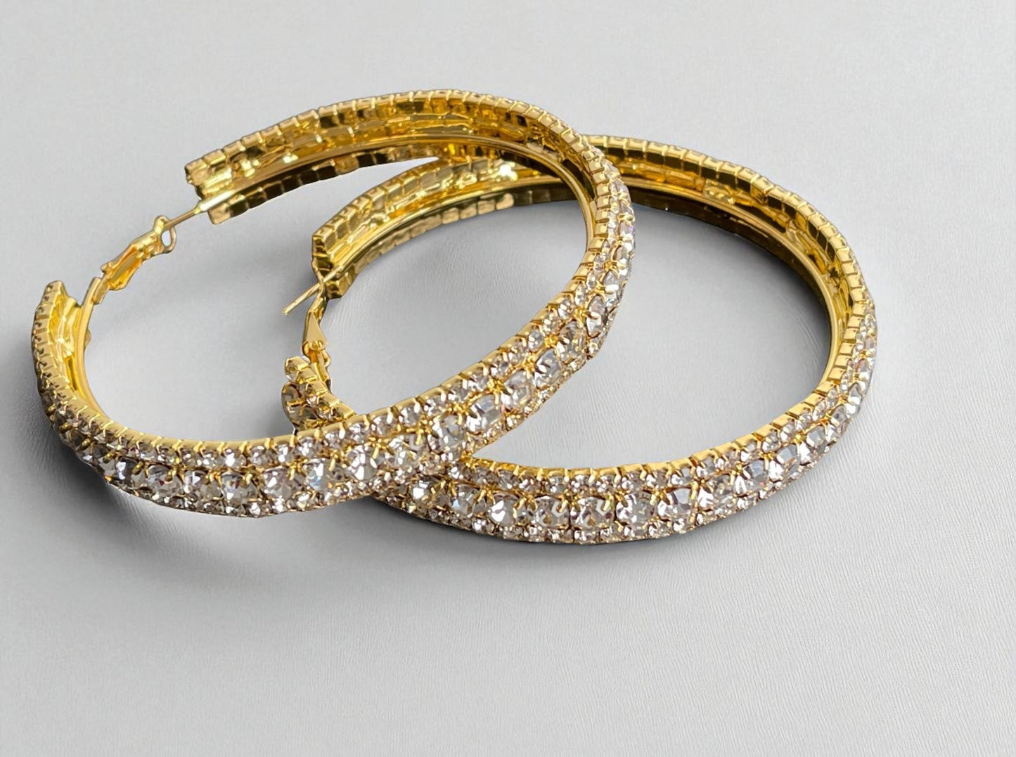 7CM Luxury Crystal Rhinestone Hoop Earrings – Bold Glam Statement Jewellery - Fatisha Boutique #