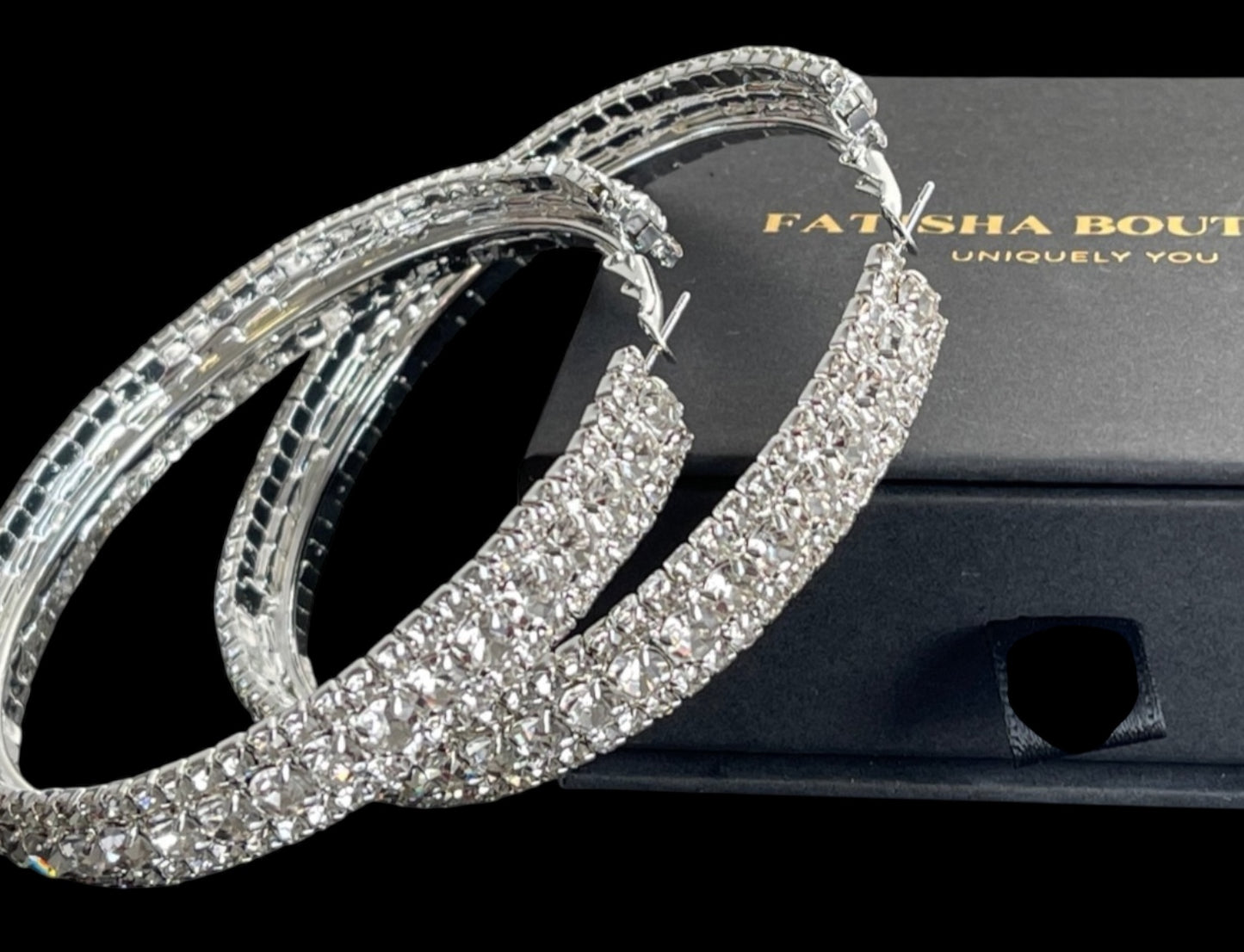 7CM Luxury Crystal Rhinestone Hoop Earrings – Bold Glam Statement Jewellery - Fatisha Boutique #