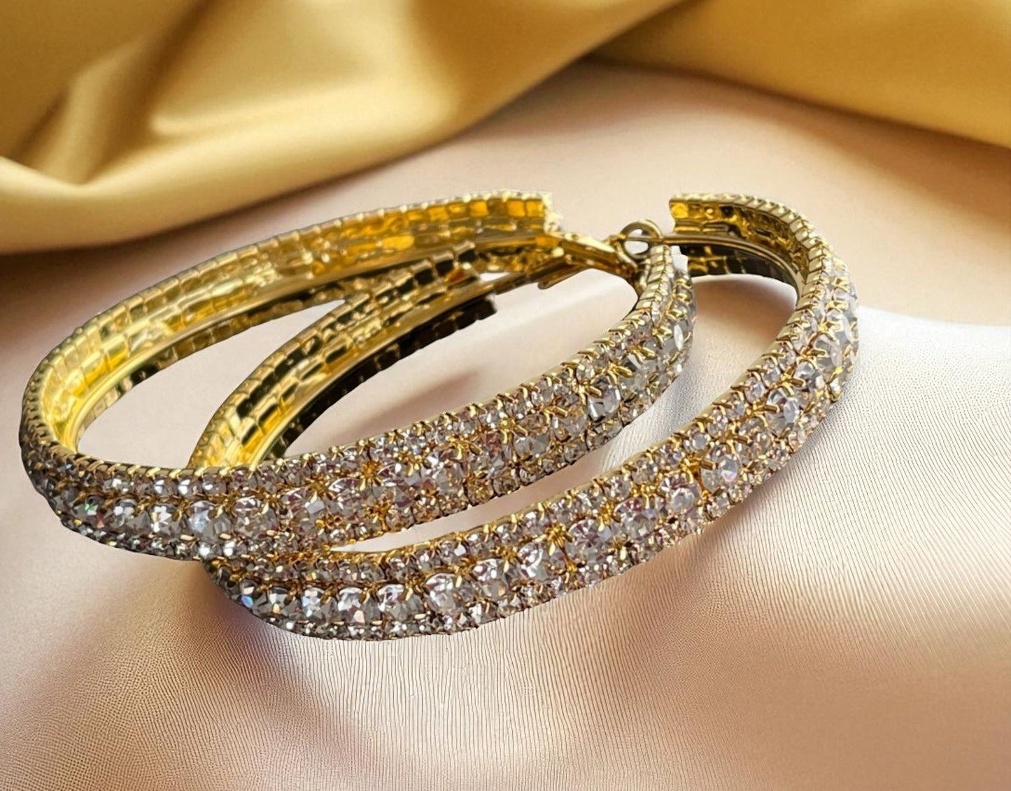 7CM Luxury Crystal Rhinestone Hoop Earrings – Bold Glam Statement Jewellery - Fatisha Boutique #