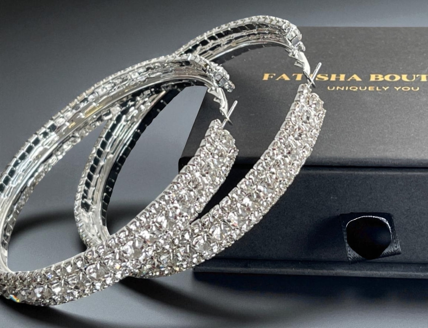 7CM Luxury Crystal Rhinestone Hoop Earrings – Bold Glam Statement Jewellery - Fatisha Boutique #