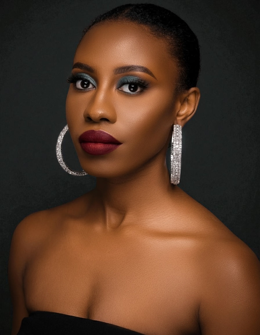 7CM Luxury Crystal Rhinestone Hoop Earrings – Bold Glam Statement Jewellery - Fatisha Boutique #