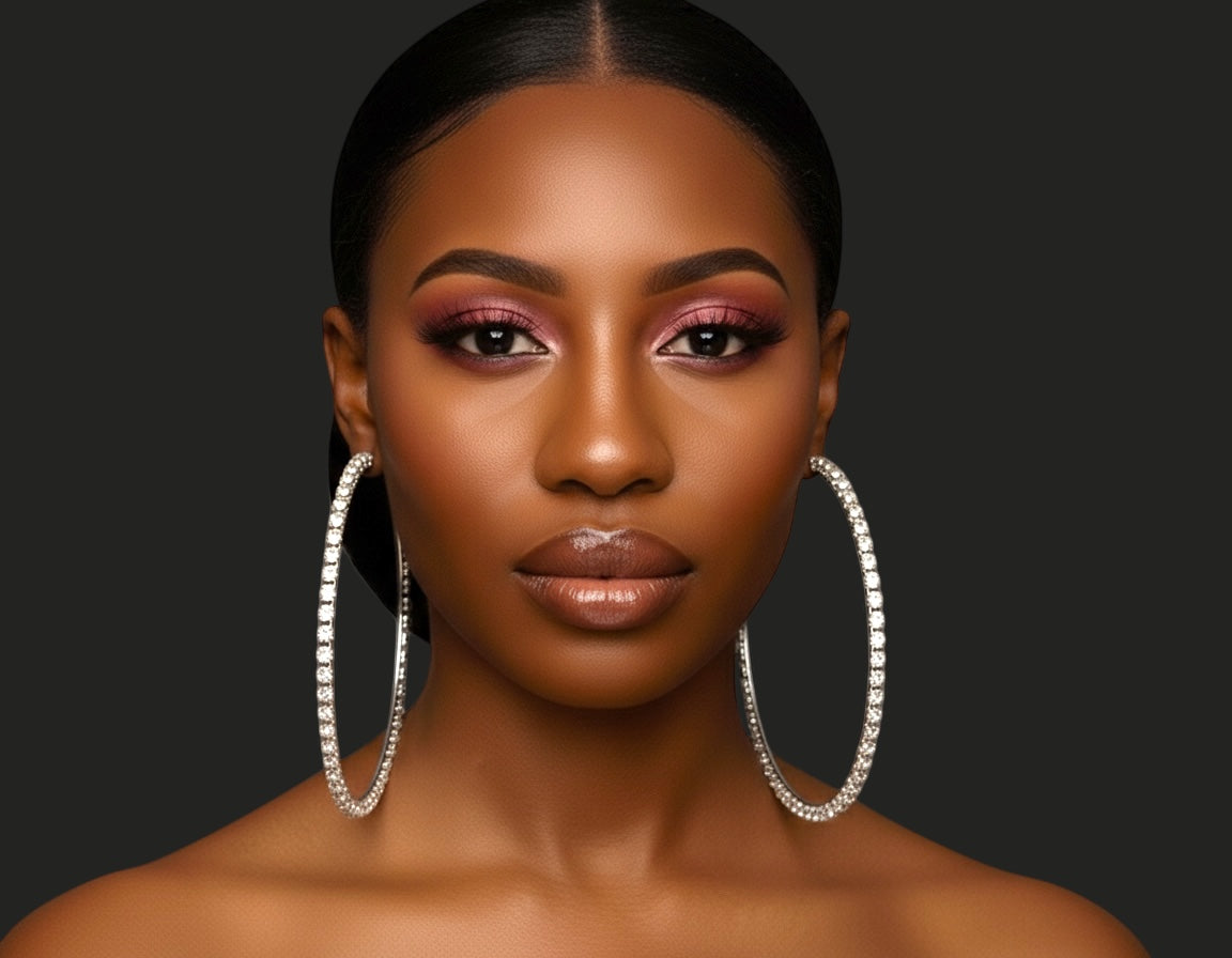 12CM Rhinestone Oversized Statement Hoop Earrings – Trendy Party Jewellery - Fatisha Boutique #