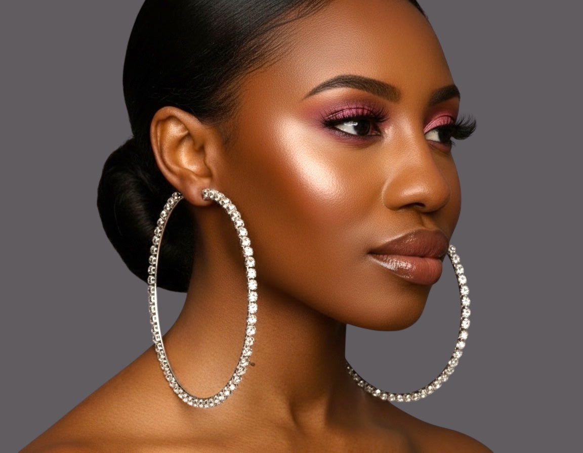 12CM Rhinestone Oversized Statement Hoop Earrings – Trendy Party Jewellery - Fatisha Boutique #