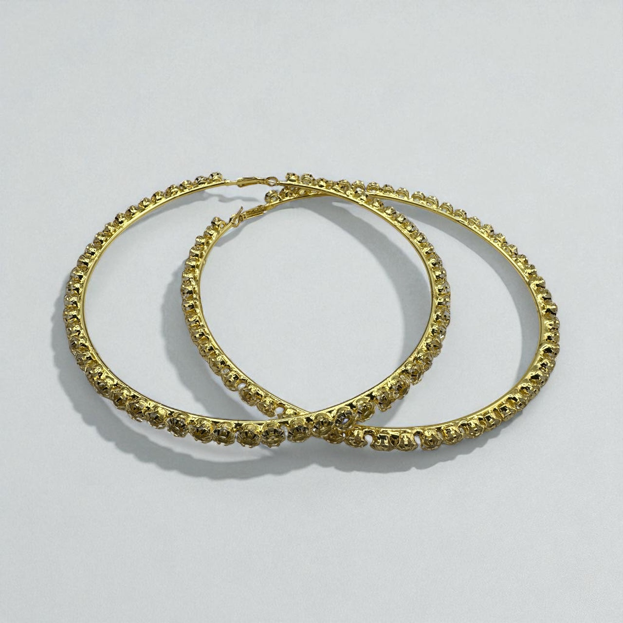12CM Rhinestone Oversized Statement Hoop Earrings – Trendy Party Jewellery - Fatisha Boutique #