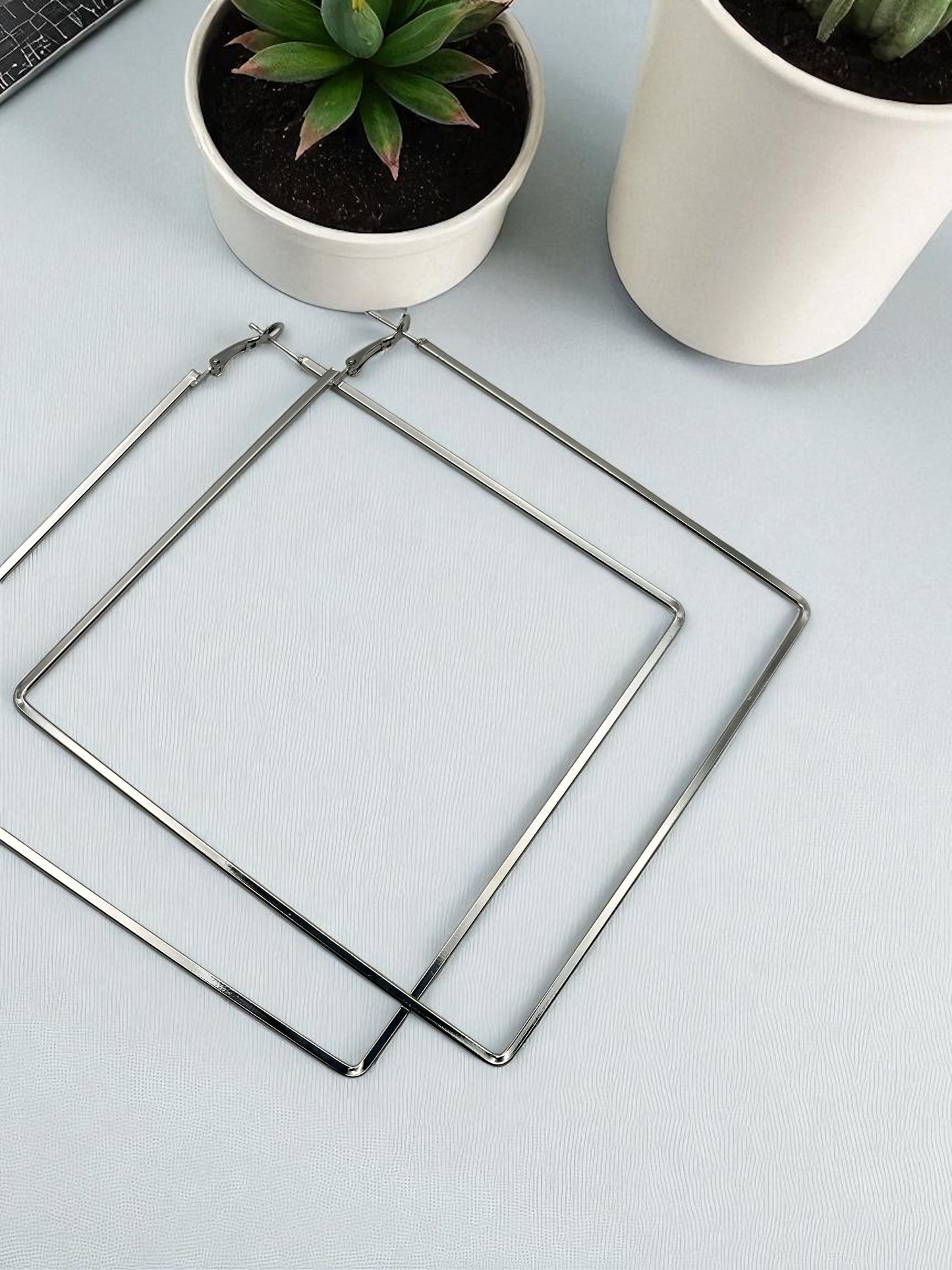 Big Oversized Square Hoop Earrings – Bold Geometric Statement Jewellery - Fatisha Boutique #