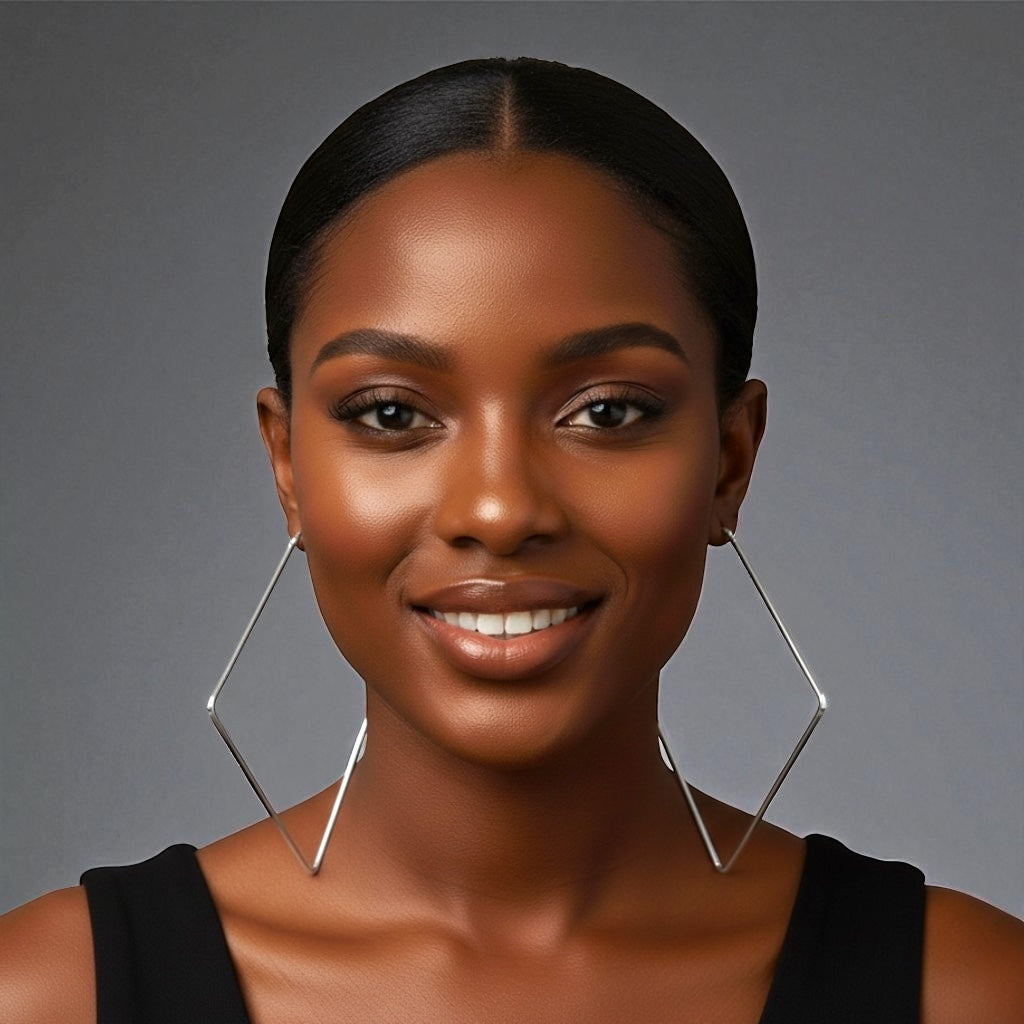 Big Oversized Square Hoop Earrings – Bold Geometric Statement Jewellery - Fatisha Boutique #