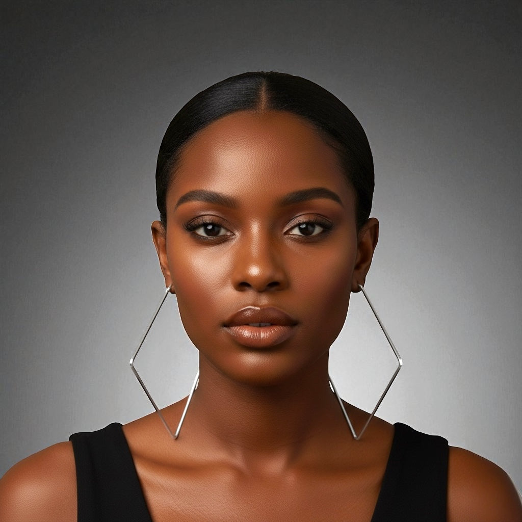 Big Oversized Square Hoop Earrings – Bold Geometric Statement Jewellery - Fatisha Boutique #