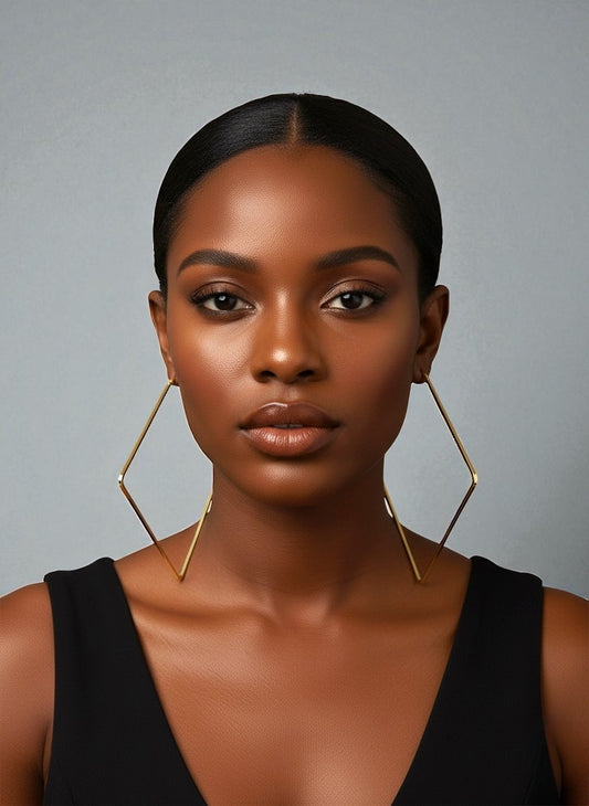Big Oversized Square Hoop Earrings – Bold Geometric Statement Jewellery - Fatisha Boutique #