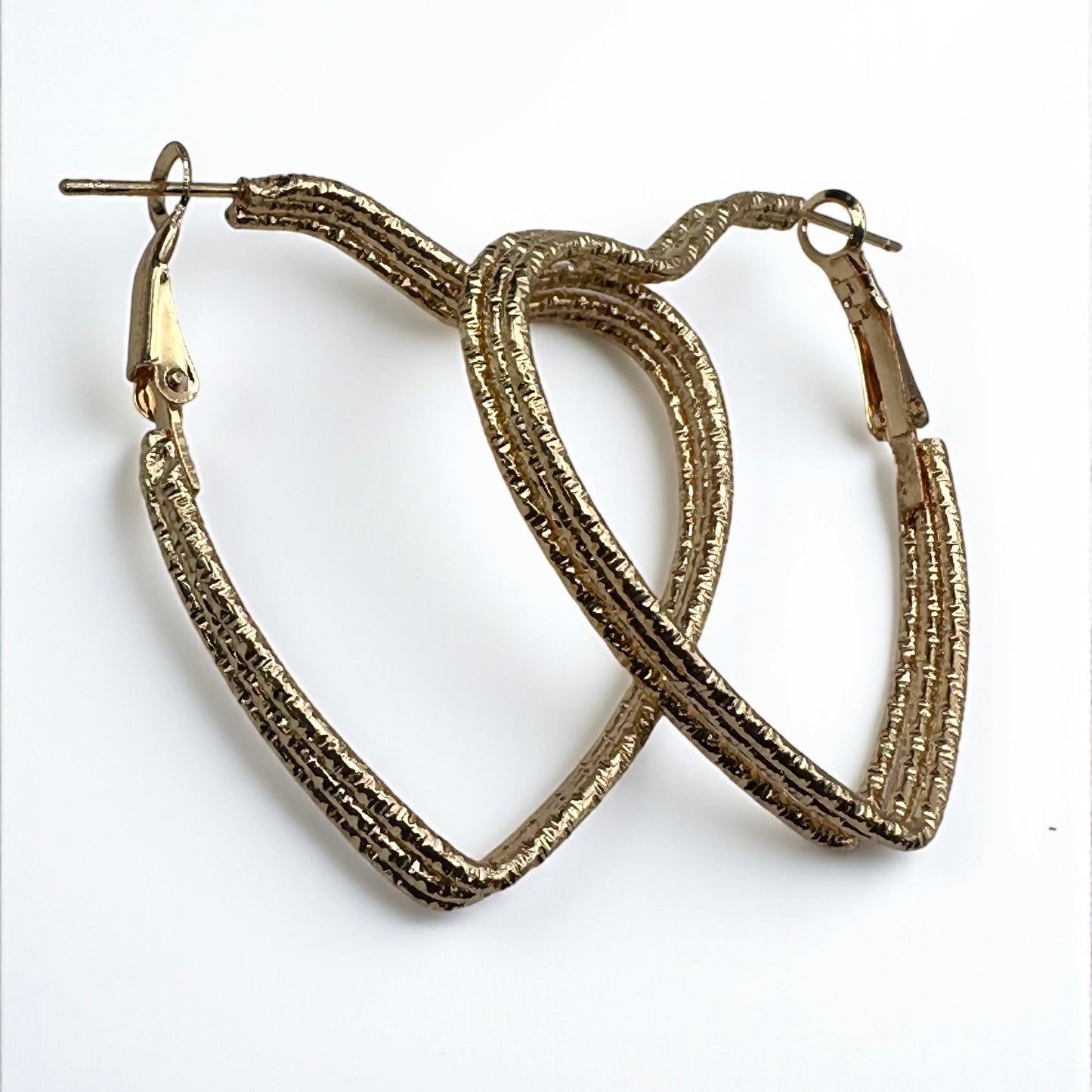 Heart-Shaped Textured Hoop Earrings – Lightweight Romantic Statement Jewellery - Fatisha Boutique #